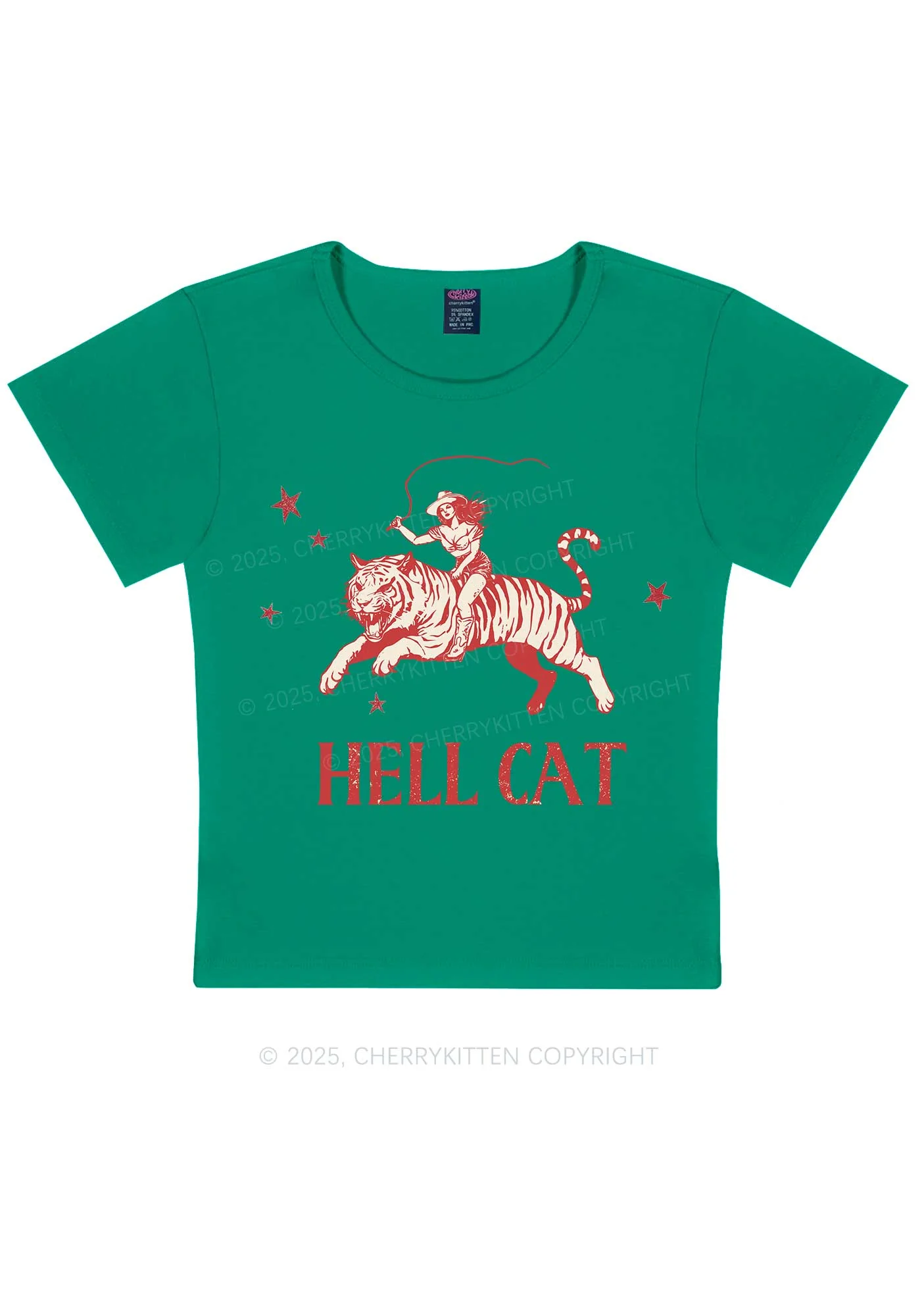 Cowgirl Hell Cat Y2K Baby Tee Cherrykitten - Image 11