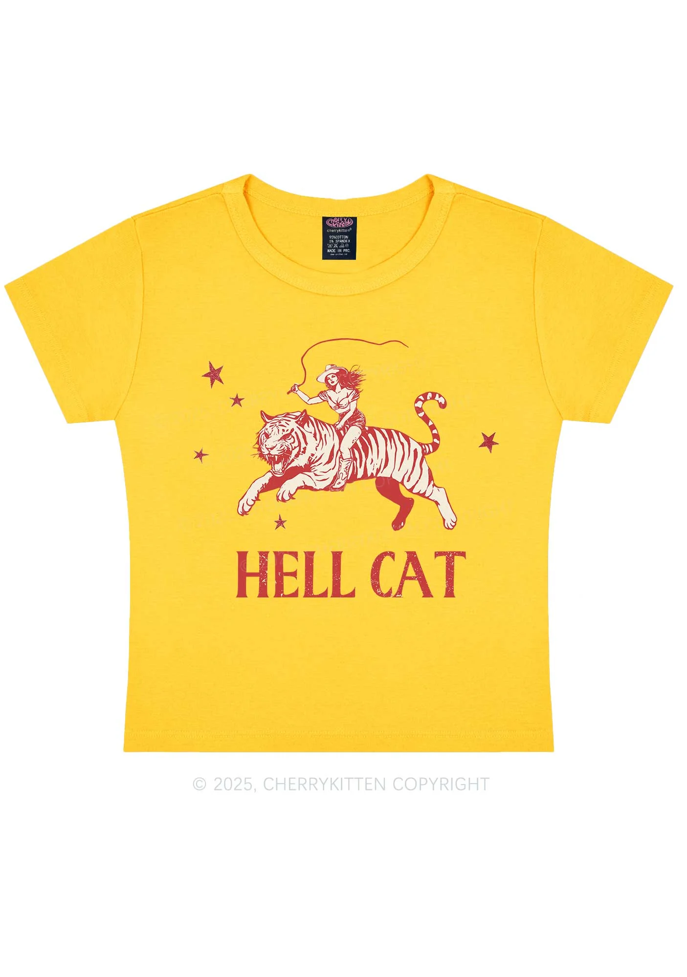 Cowgirl Hell Cat Y2K Baby Tee Cherrykitten - Image 5