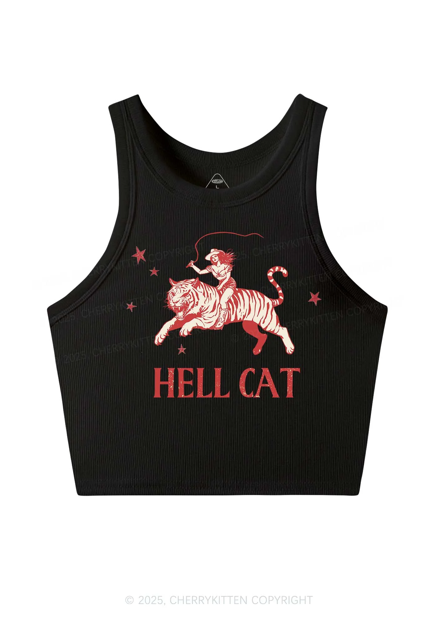 Cowgirl Hell Cat Y2K Crop Tank Top Cherrykitten - Image 3