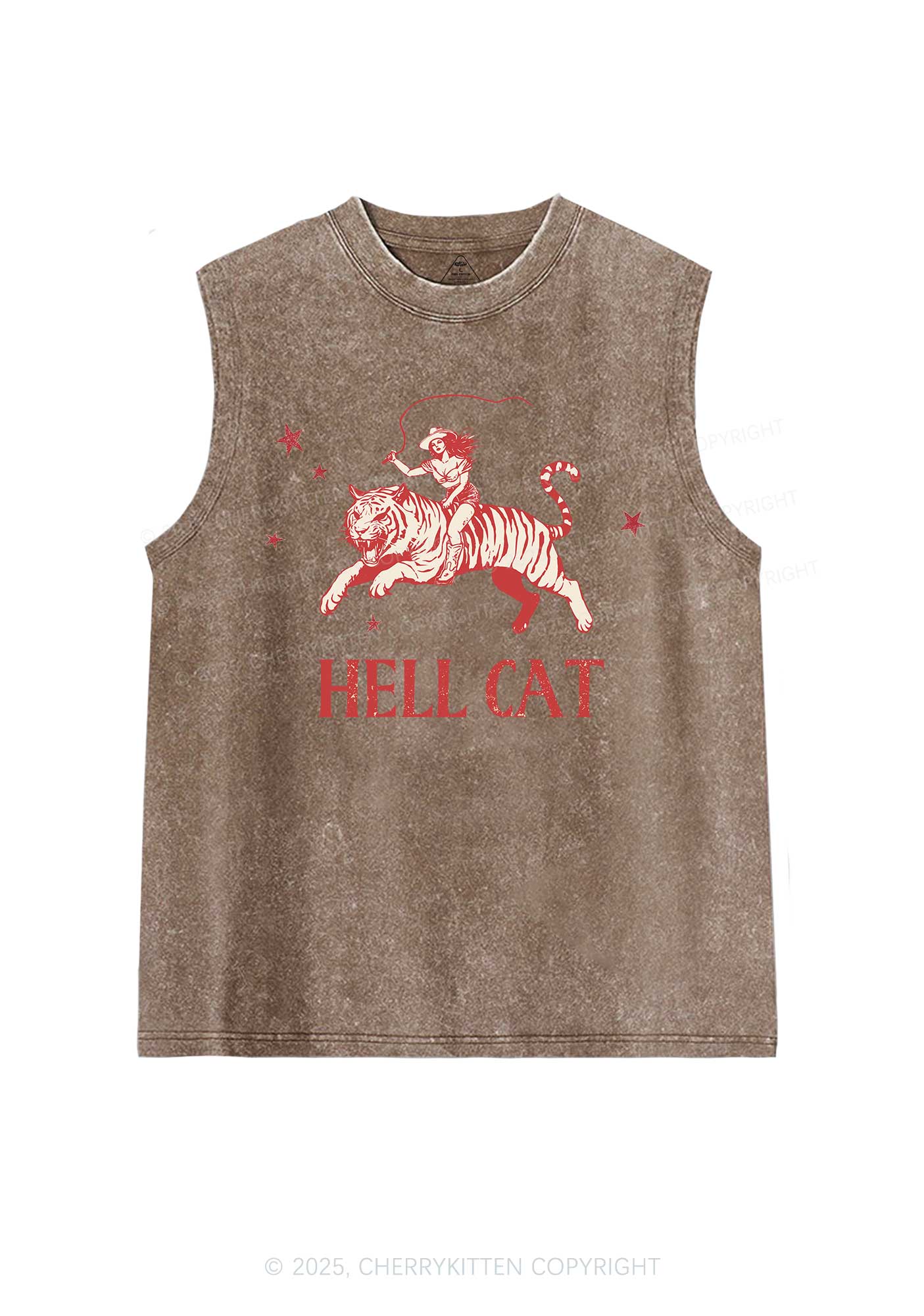 Cowgirl Hell Cat Y2K Washed Muscle Tank Cherrykitten - Image 6