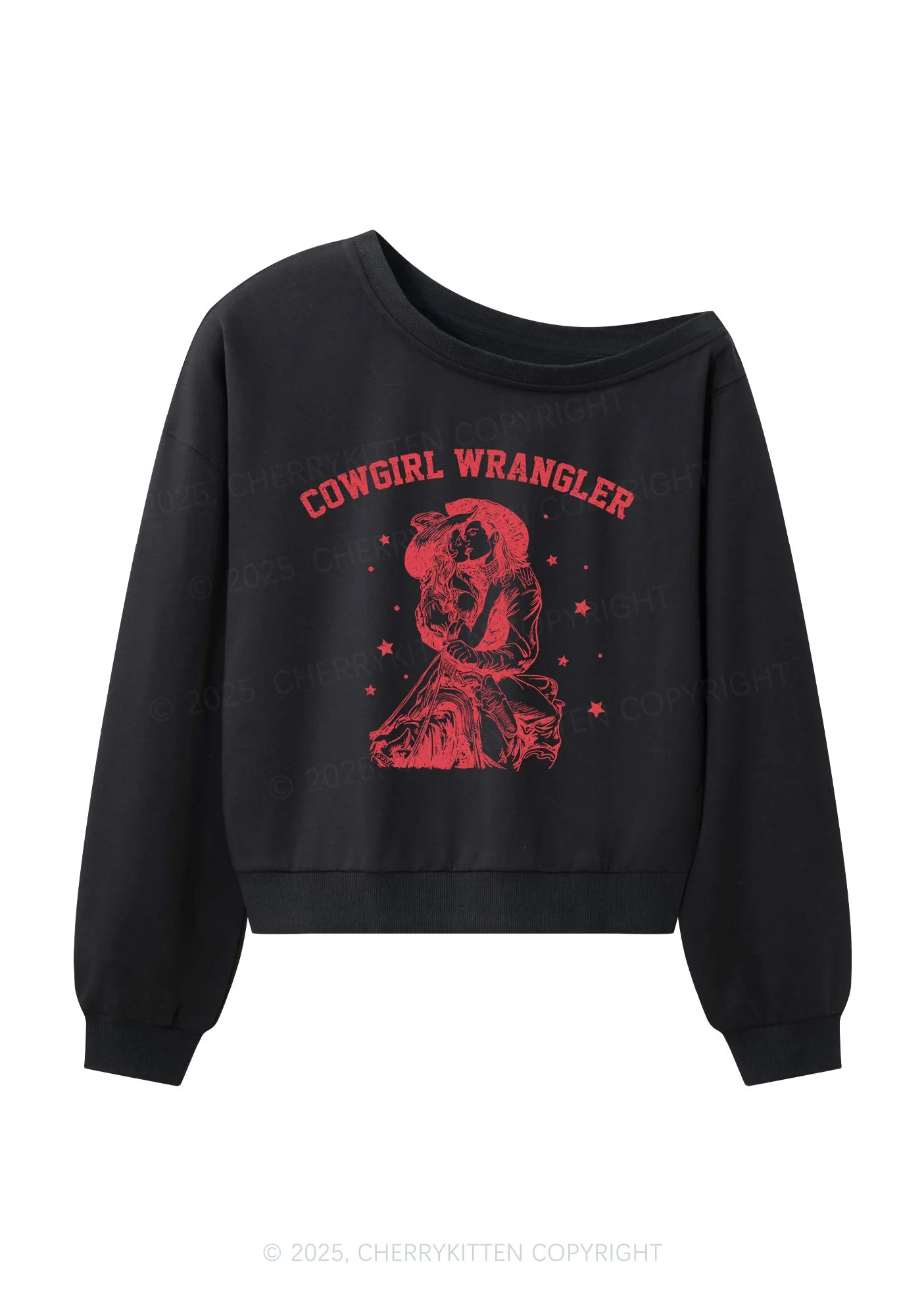 Cowgirl Wrangler Pride Y2K Off Shoulder Sweatshirts Cherrykitten - Image 4