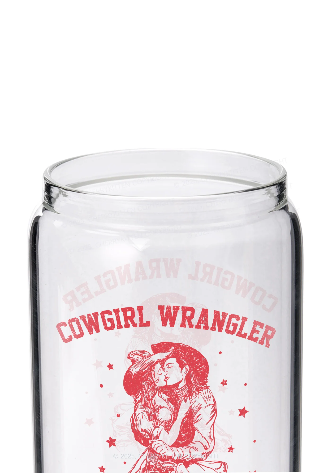 Cowgirl Wrangler Pride Y2K Printed Glass Cup Cherrykitten - Image 2