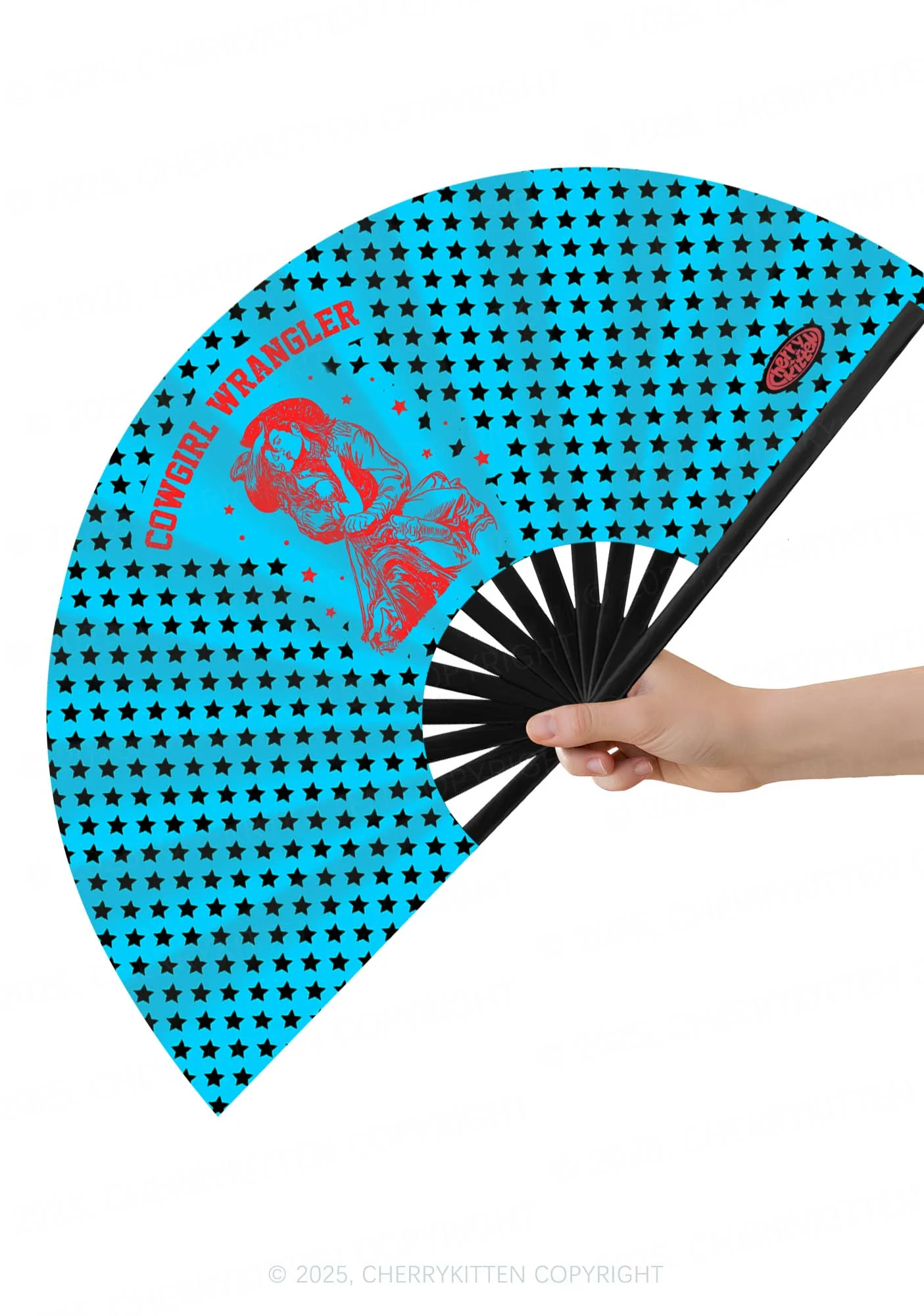 Cowgirl Wrangler Pride Y2K Rave Hand Fan Cherrykitten - Image 2