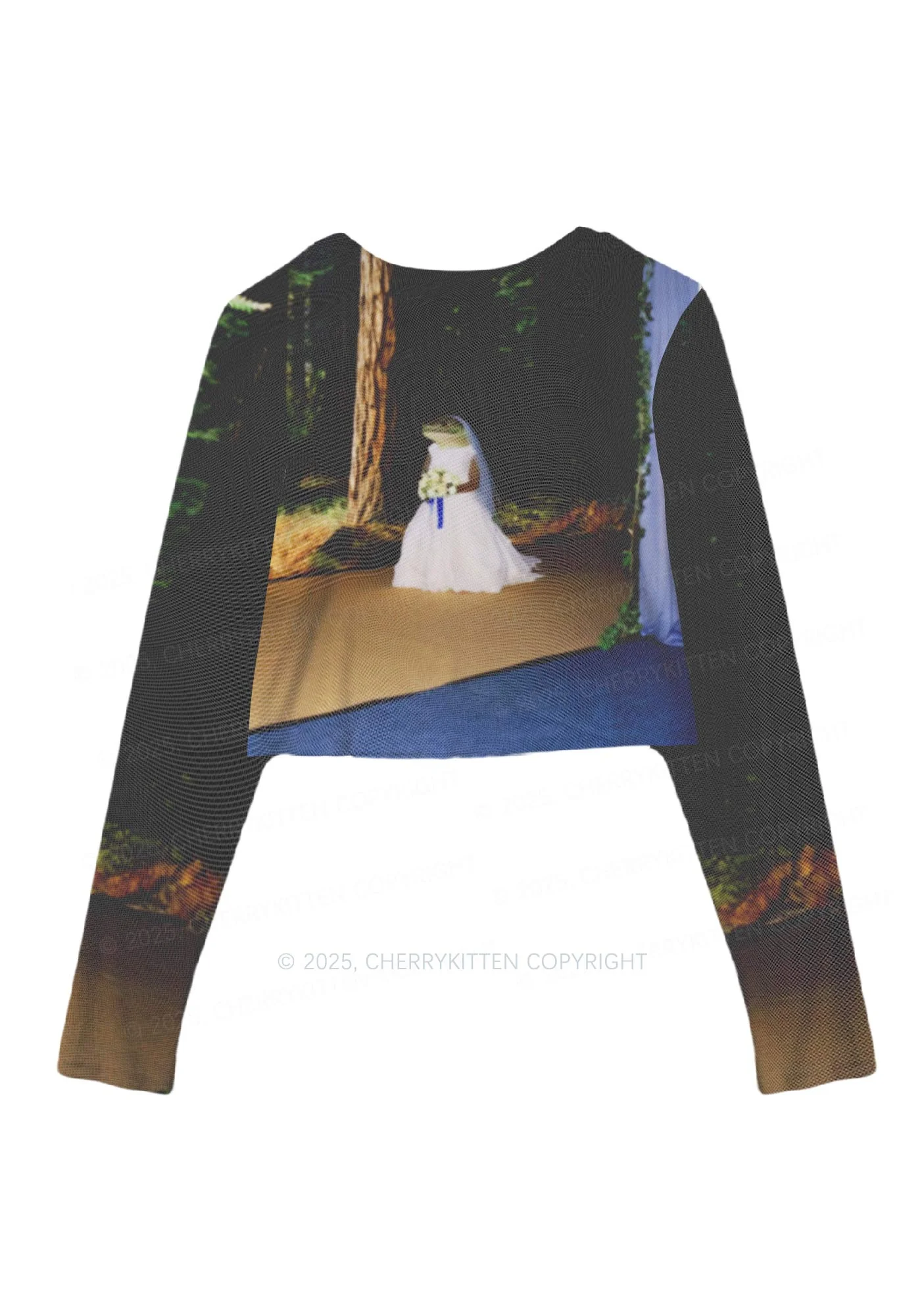 Crocodile Bride Y2K Mesh Long Sleeve Crop Top Cherrykitten - Image 3
