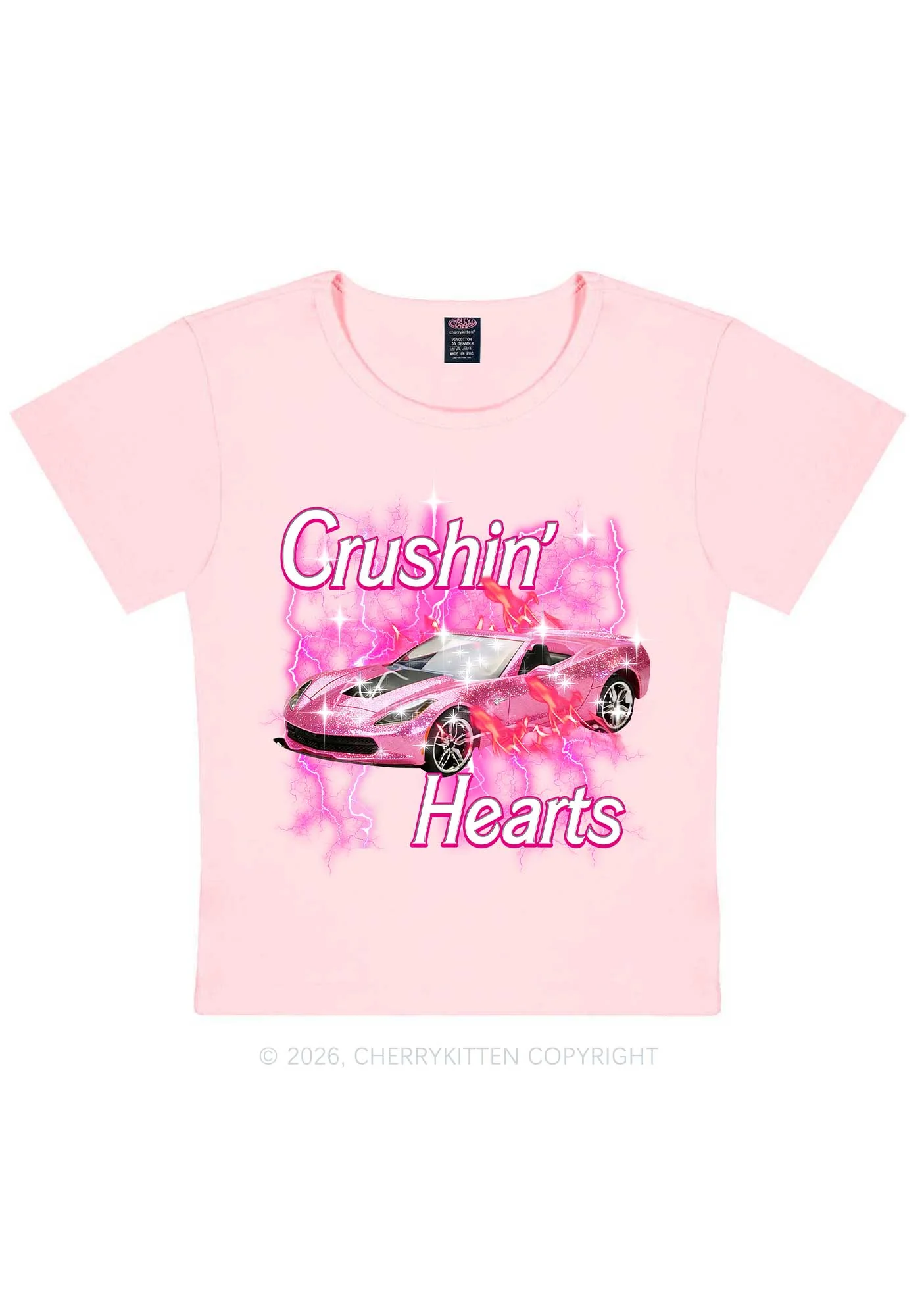 Crushin Hearts Valentine's Day Y2K Baby Tee Cherrykitten - Image 10