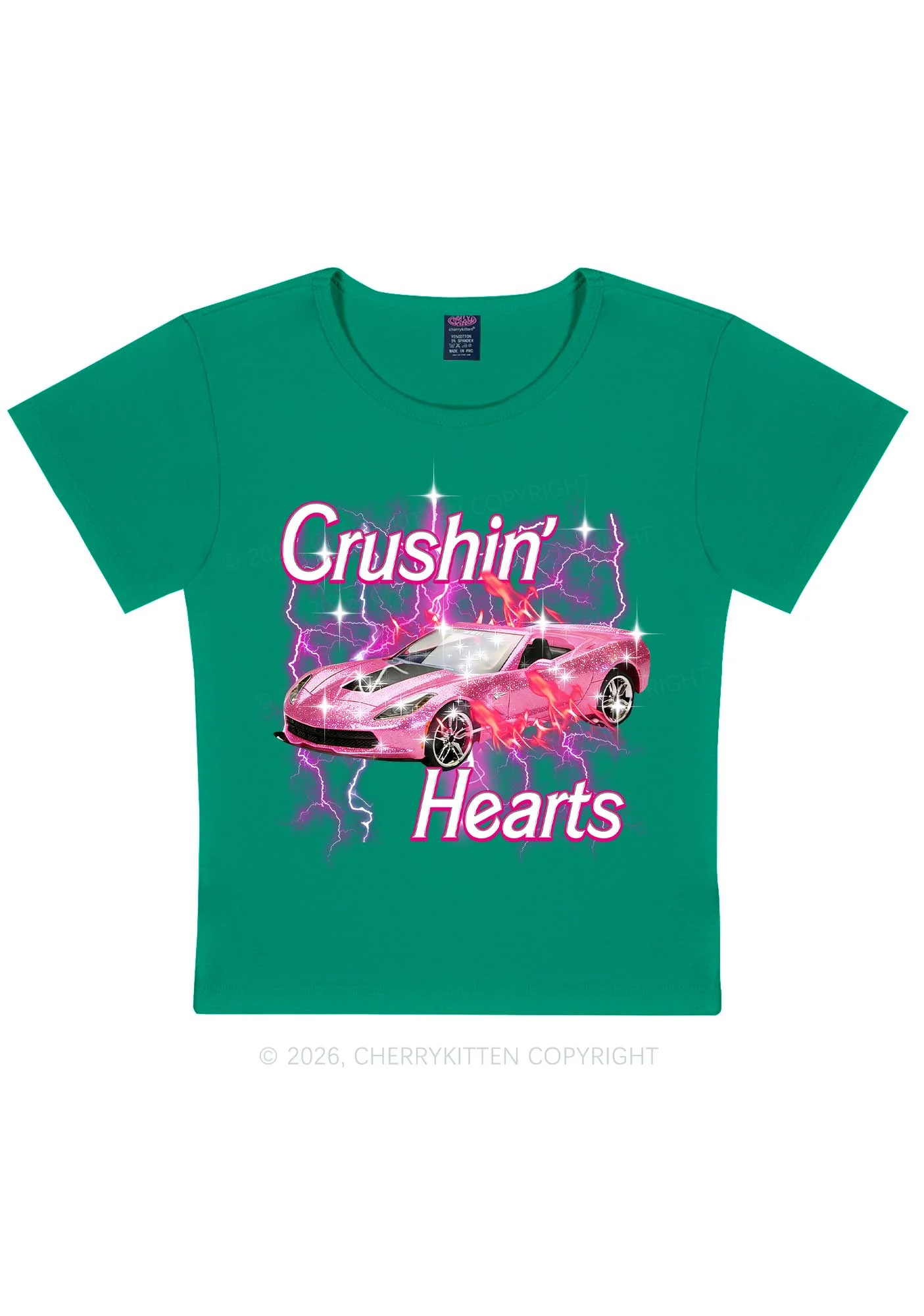 Crushin Hearts Valentine's Day Y2K Baby Tee Cherrykitten - Image 11