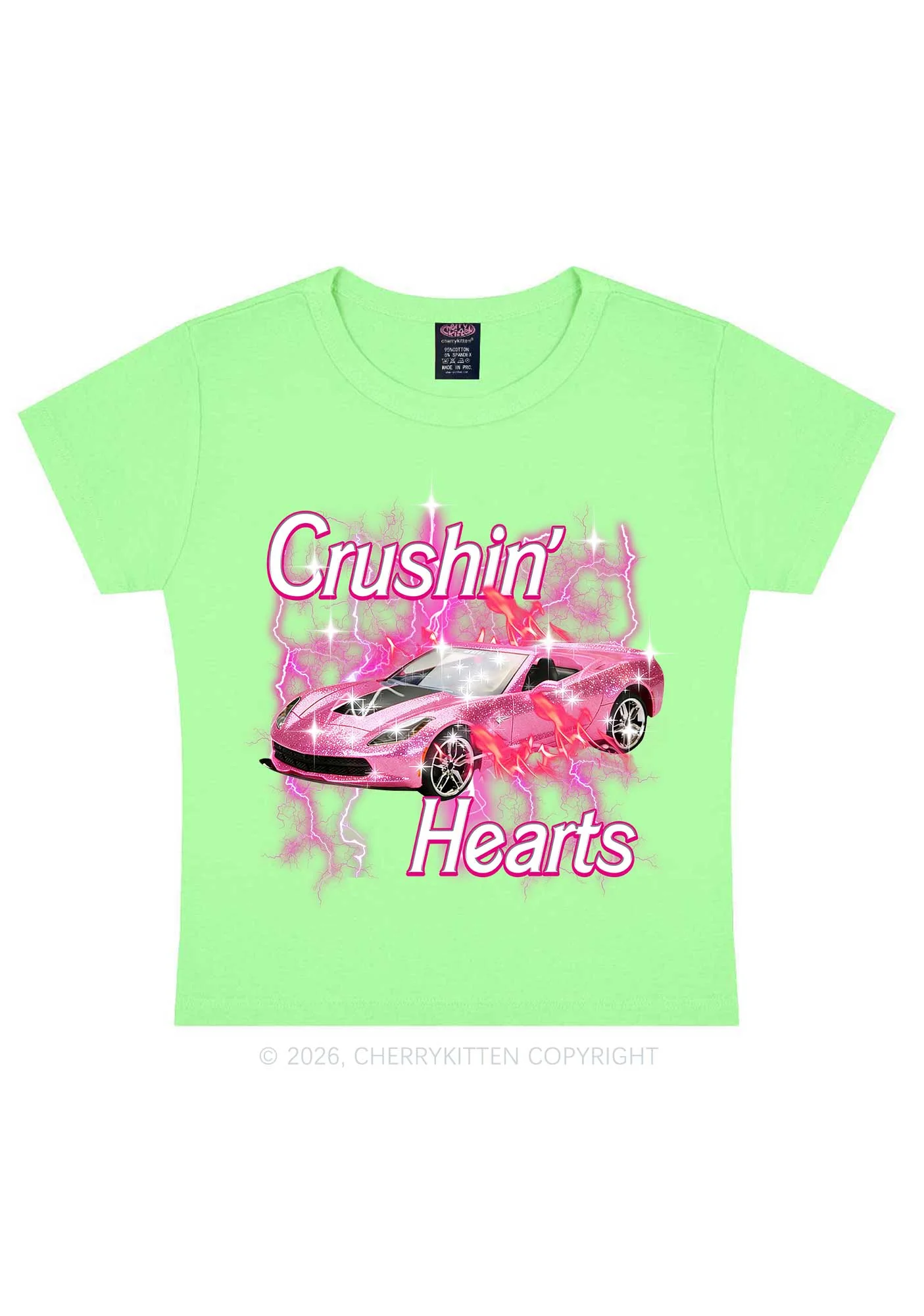 Crushin Hearts Valentine's Day Y2K Baby Tee Cherrykitten - Image 12