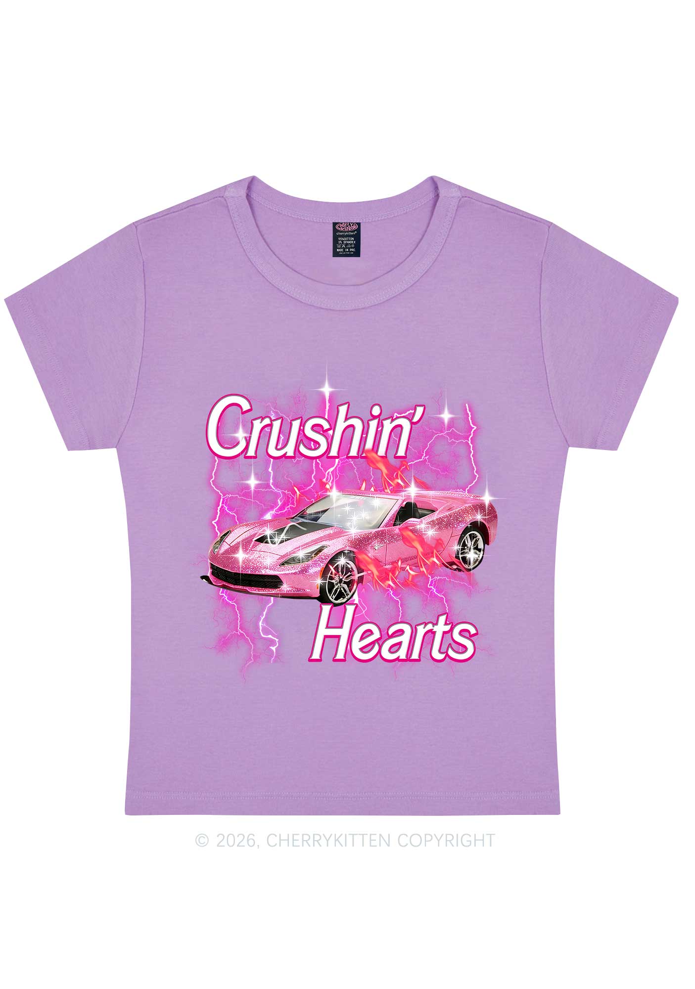 Crushin Hearts Valentine's Day Y2K Baby Tee Cherrykitten - Image 4