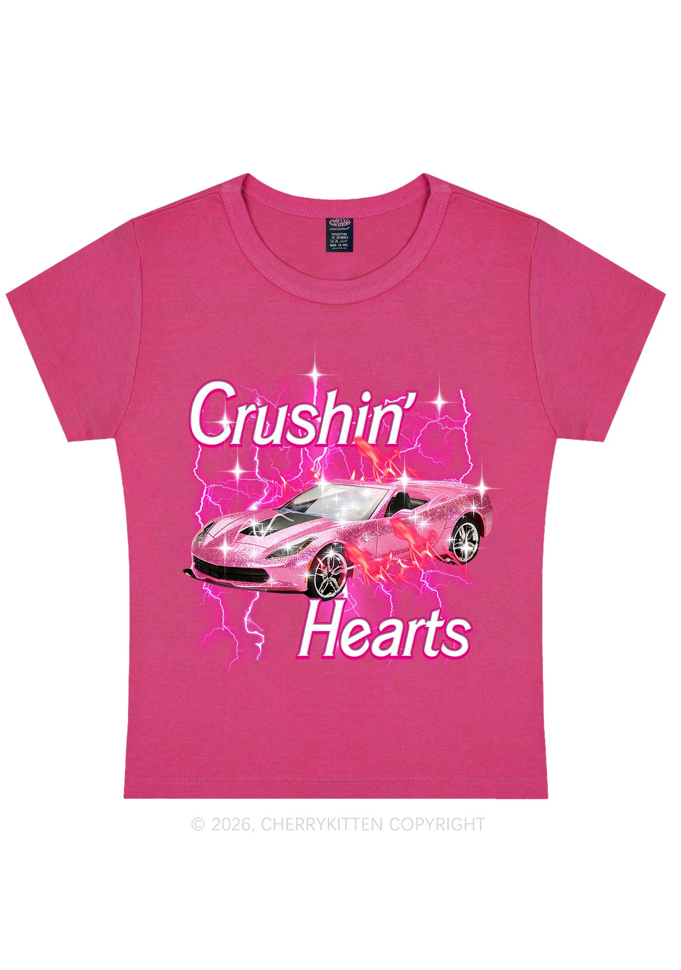 Crushin Hearts Valentine's Day Y2K Baby Tee Cherrykitten - Image 5