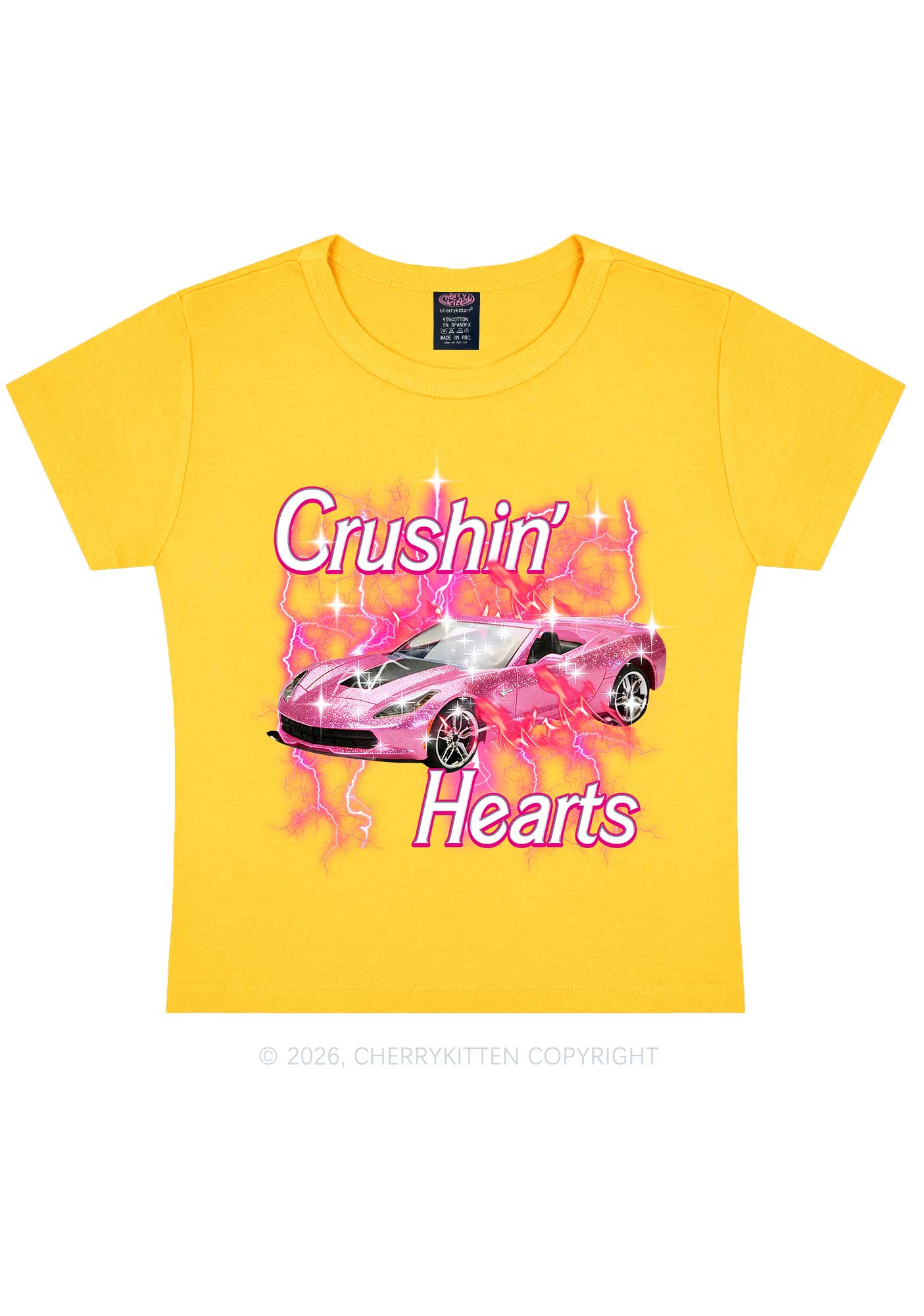 Crushin Hearts Valentine's Day Y2K Baby Tee Cherrykitten - Image 6