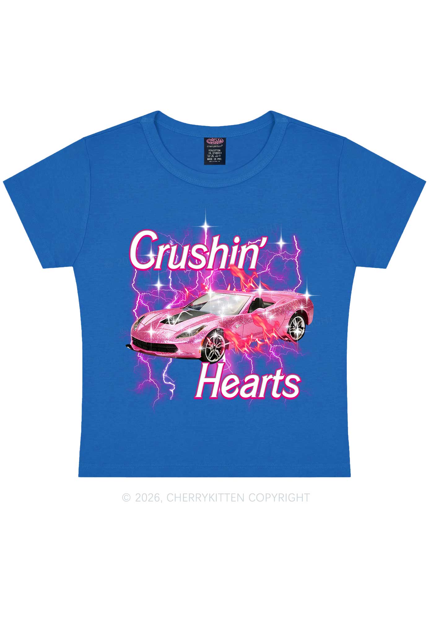 Crushin Hearts Valentine's Day Y2K Baby Tee Cherrykitten - Image 7