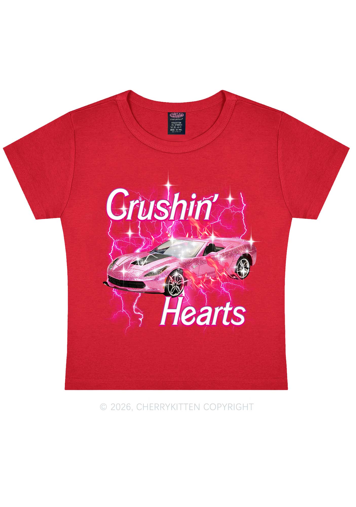 Crushin Hearts Valentine's Day Y2K Baby Tee Cherrykitten - Image 9