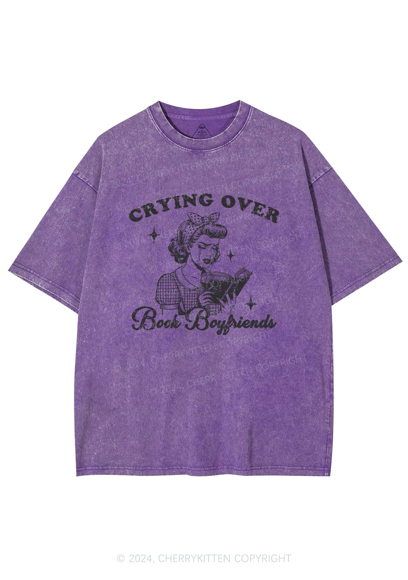 Crying Over Book Boyfriends Y2K Washed Tee Cherrykitten - Image 5