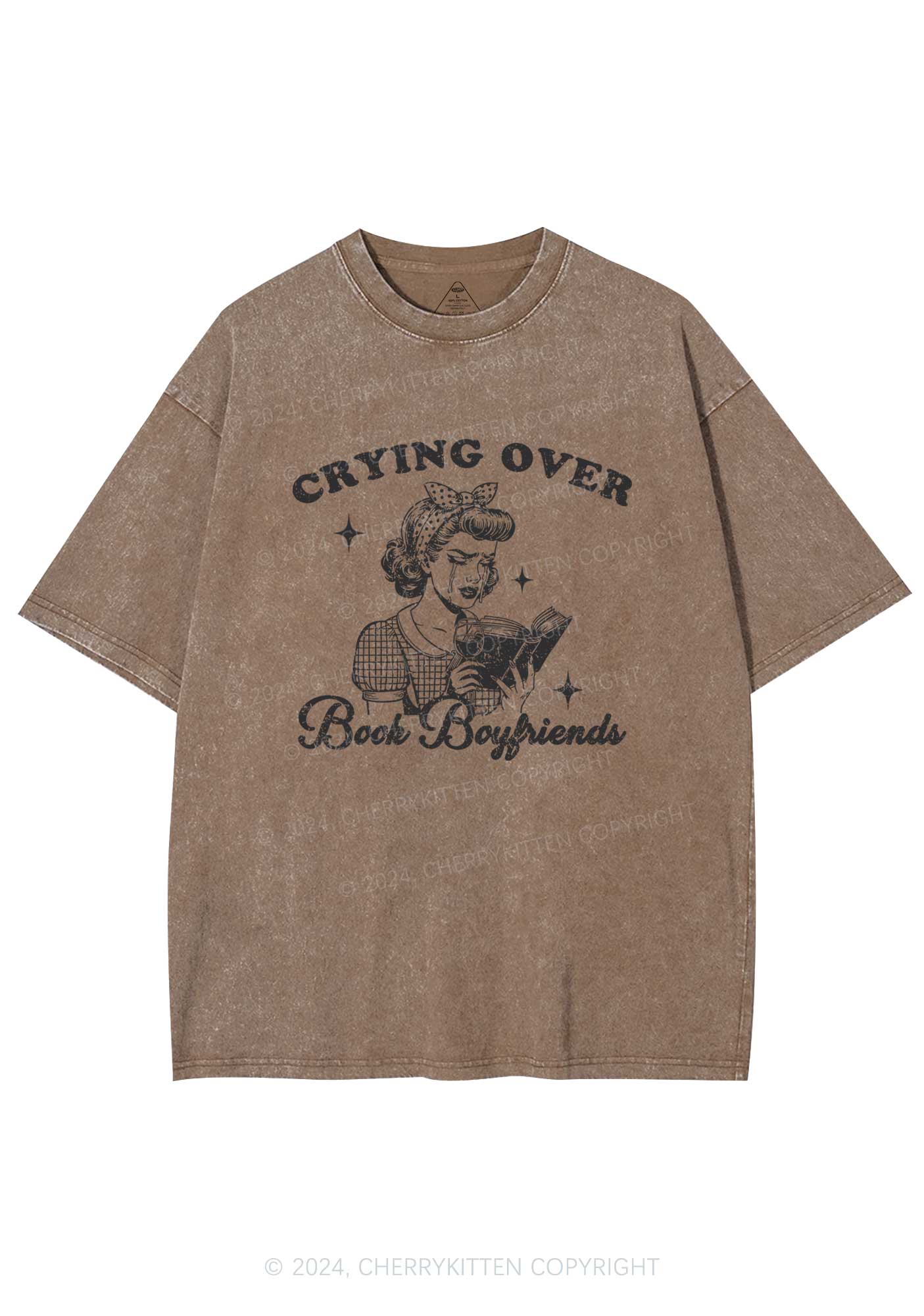 Crying Over Book Boyfriends Y2K Washed Tee Cherrykitten - Image 7