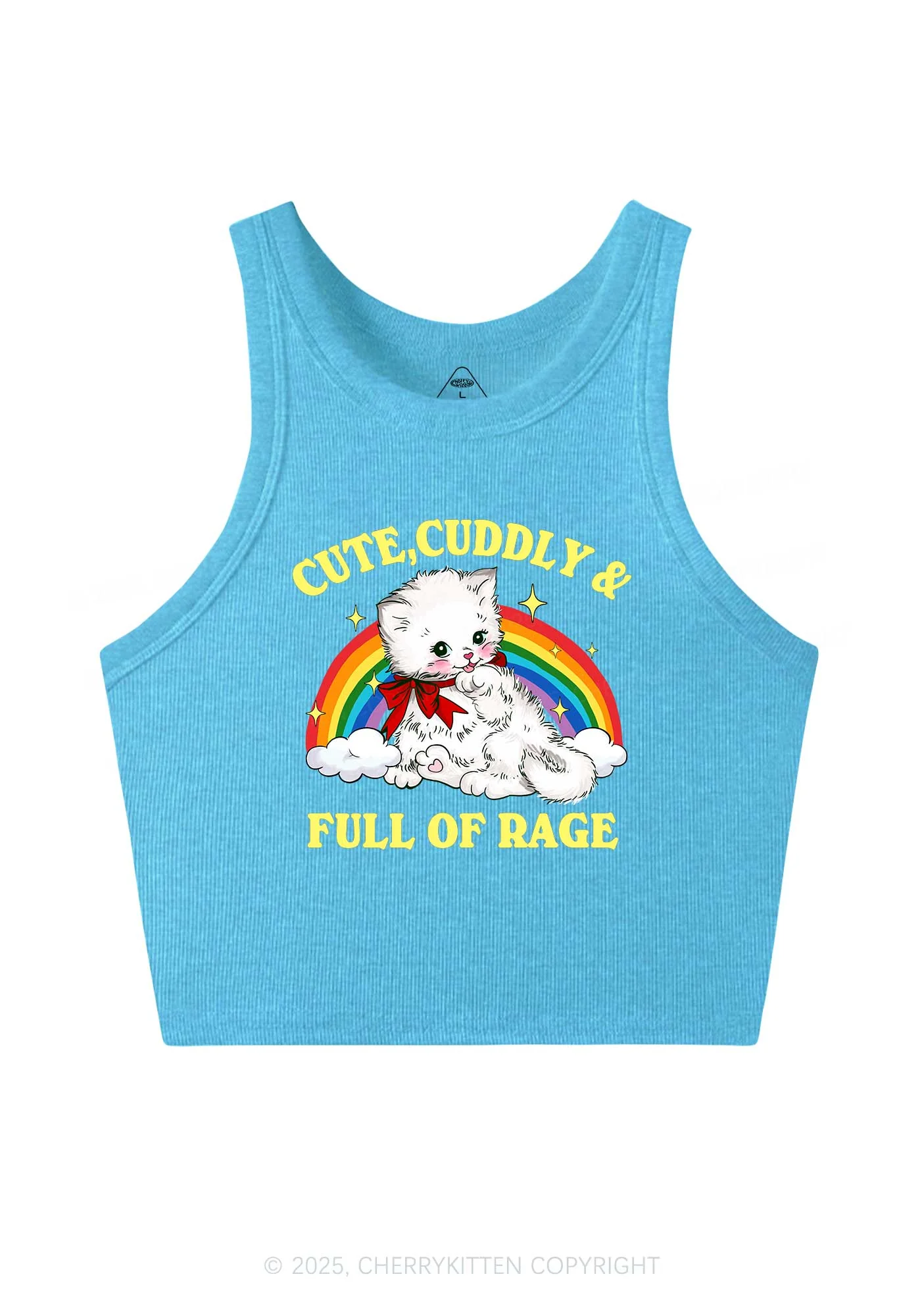 Cuddly Cat Full Of Rage Y2K Crop Tank Top Cherrykitten - Image 5