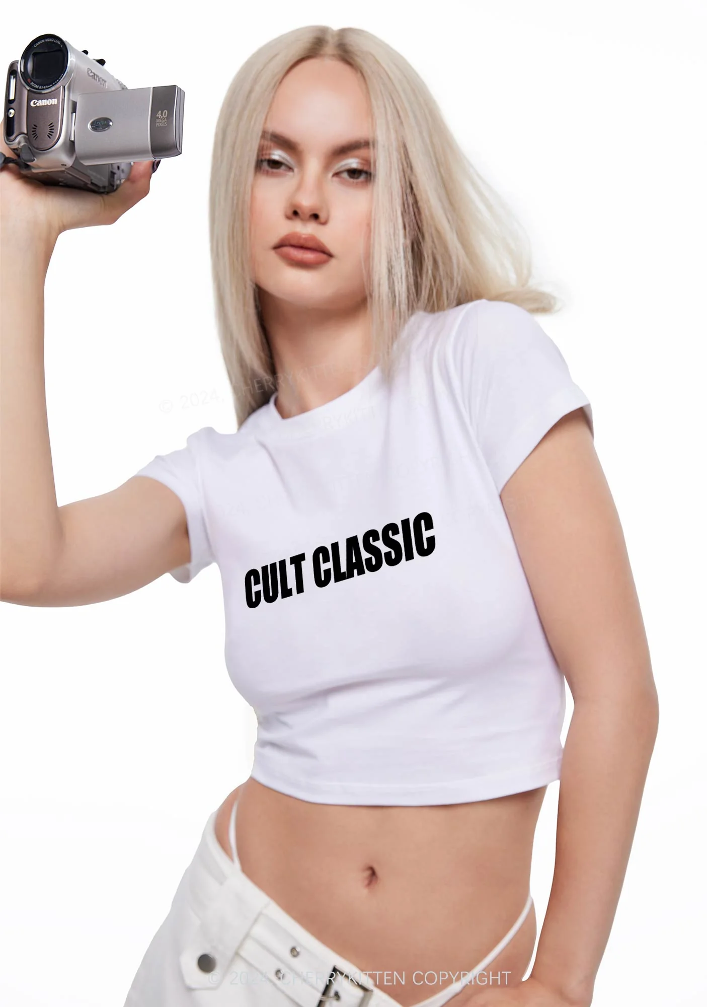Cult Classic Y2K Baby Tee Cherrykitten - Image 2