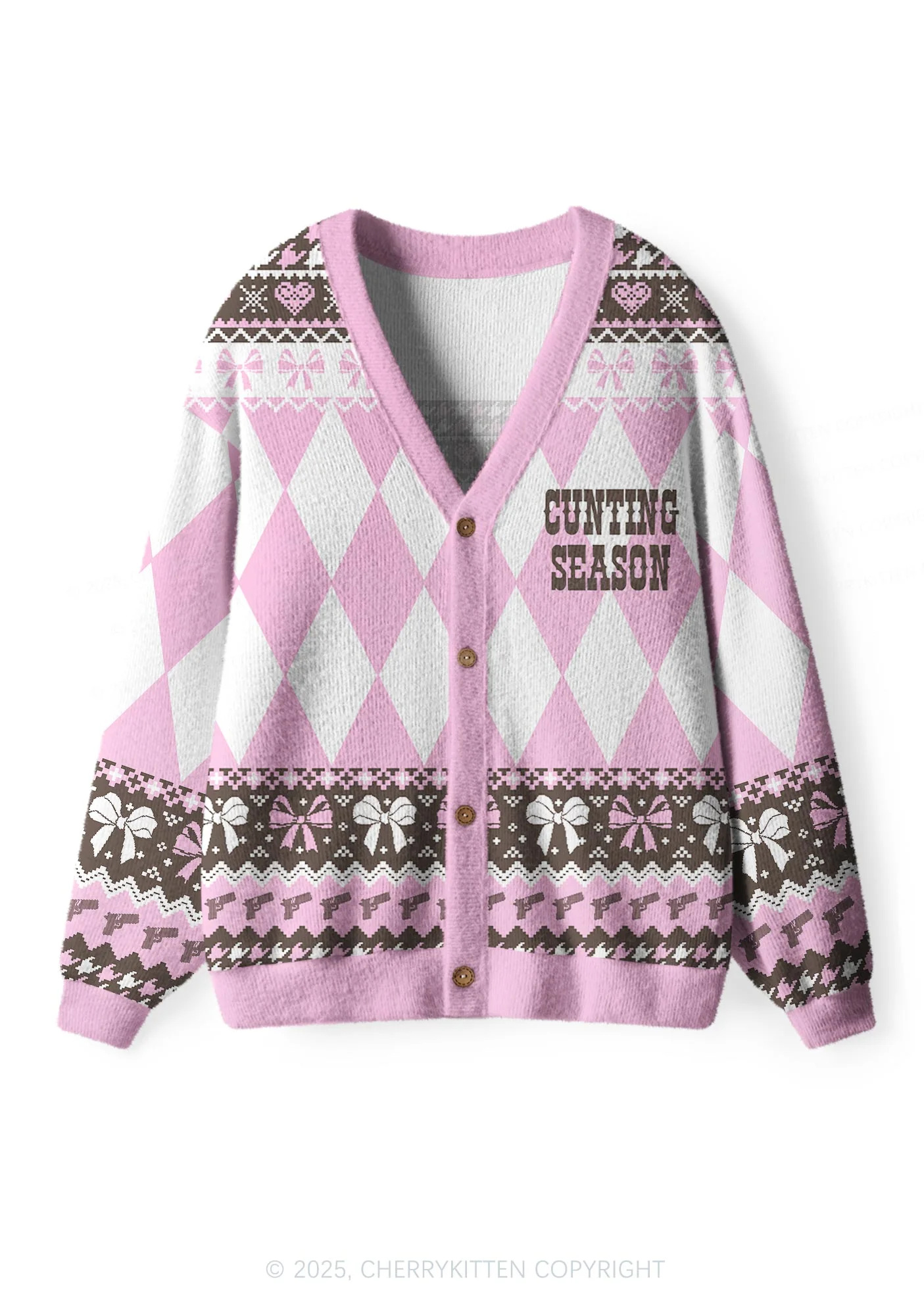 Cunting Season Y2K Christmas Cardigan Knit Sweatshirt Cherrykitten - Image 3