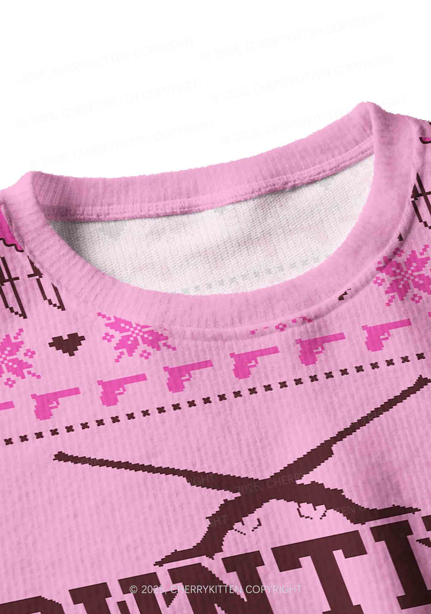 Cunting Season Y2K Christmas Crop Knit Sweatshirt Cherrykitten - Image 4