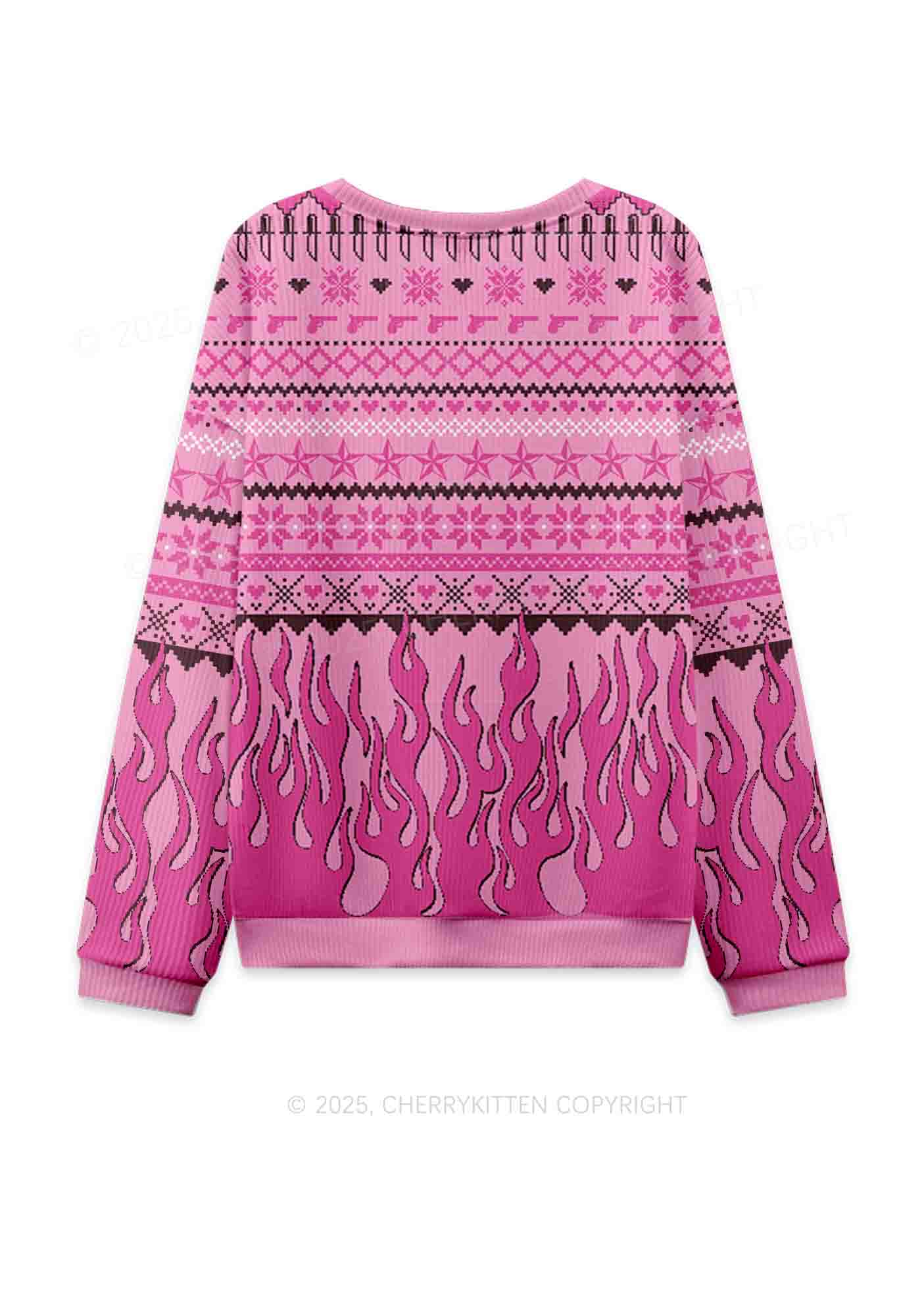 Cunting Season Y2K Christmas Knit Sweatshirt Cherrykitten - Image 2