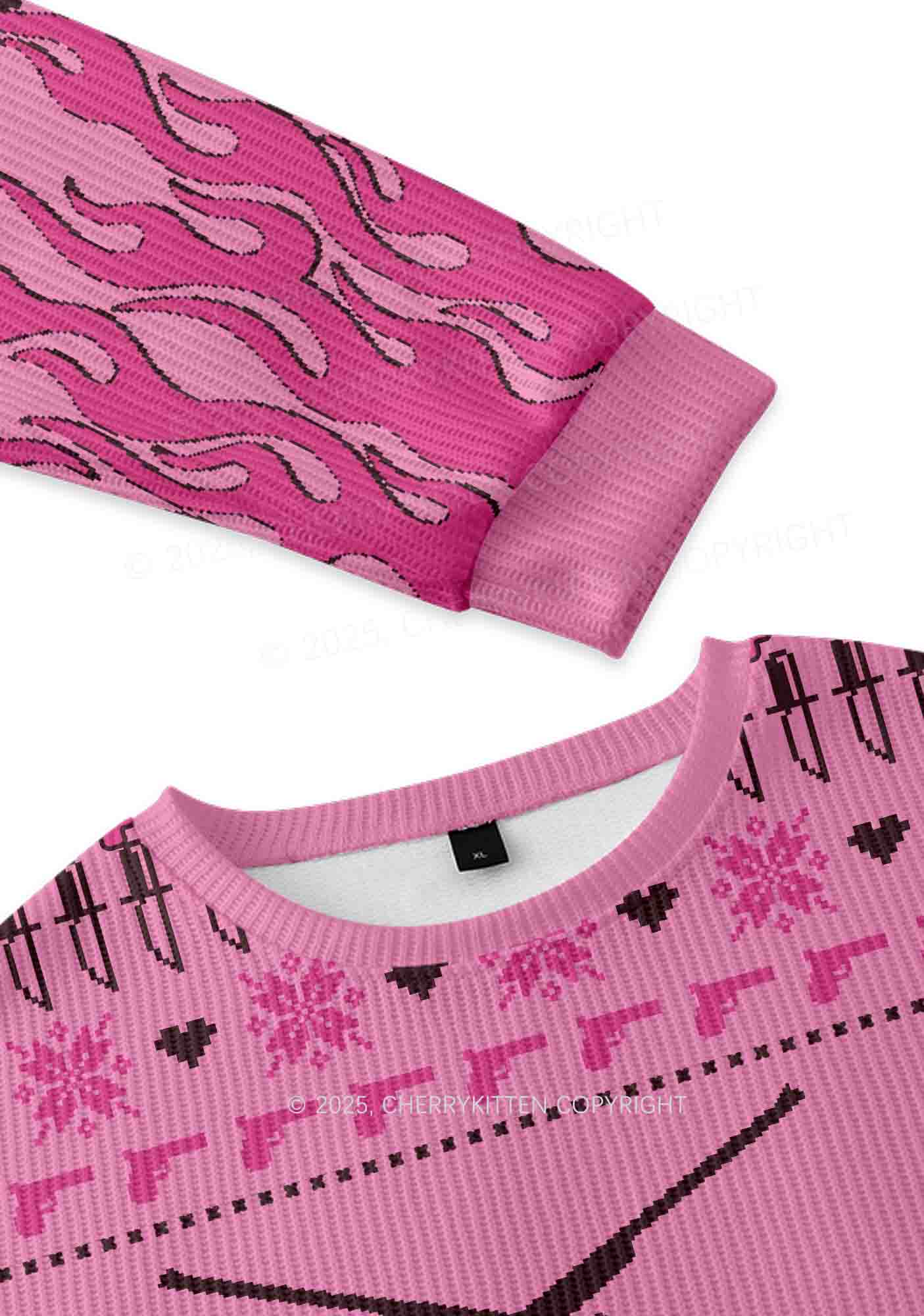 Cunting Season Y2K Christmas Knit Sweatshirt Cherrykitten - Image 3