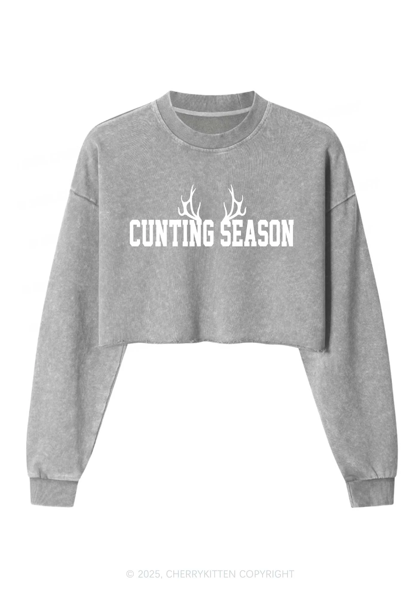Cunting Season Y2K Crop Washed Sweatshirts Cherrykitten - Image 5