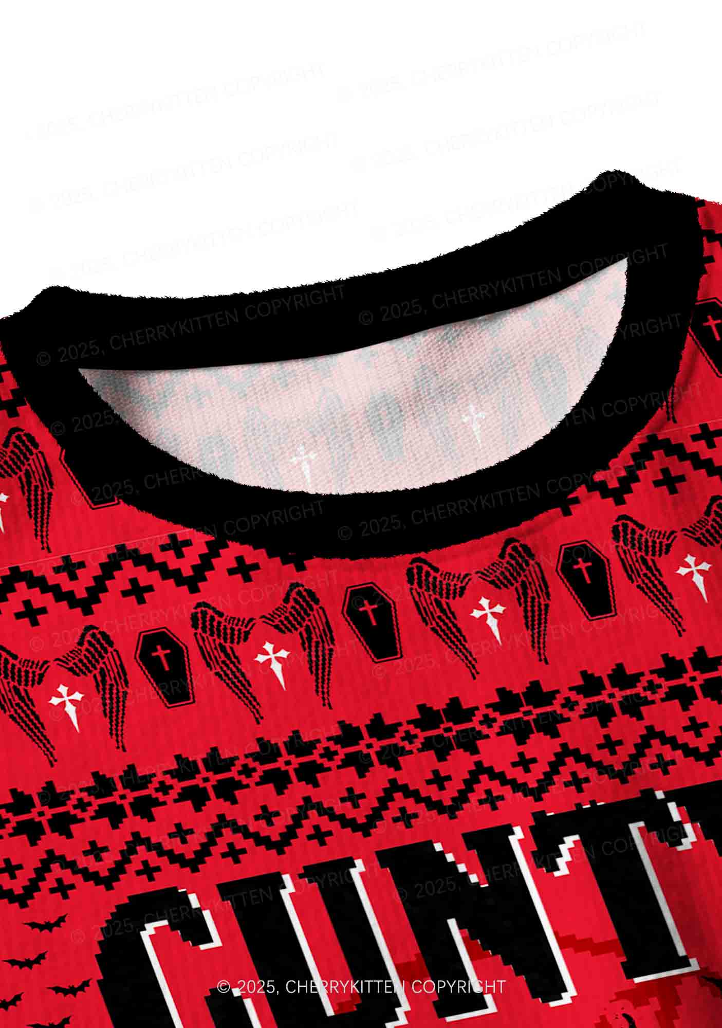 Cuntry Angle Y2K Christmas Crop Knit Sweatshirt Cherrykitten - Image 4