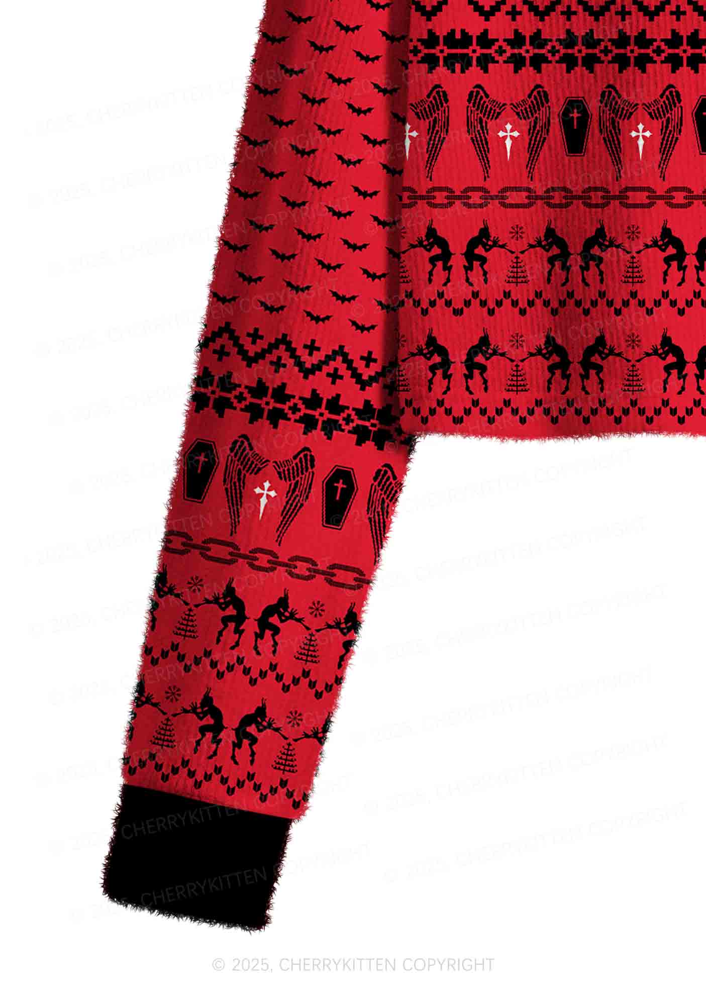 Cuntry Angle Y2K Christmas Crop Knit Sweatshirt Cherrykitten - Image 5