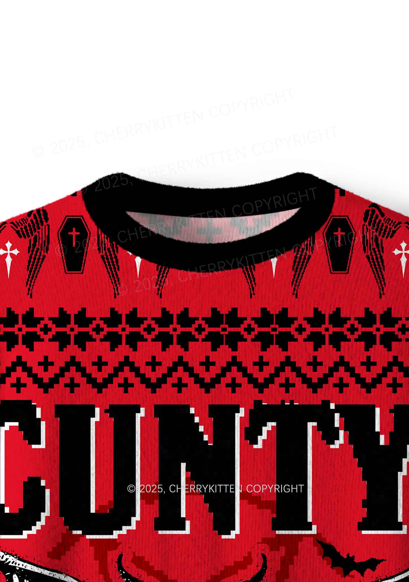 Cuntry Angle Y2K Christmas Knit Sweatshirt Cherrykitten - Image 5