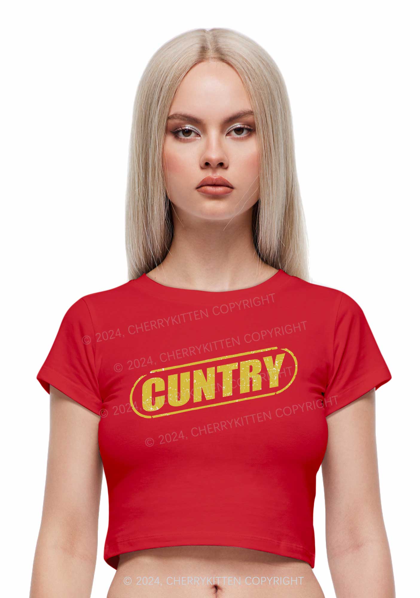Cuntry Y2K Baby Tee Cherrykitten - Image 2
