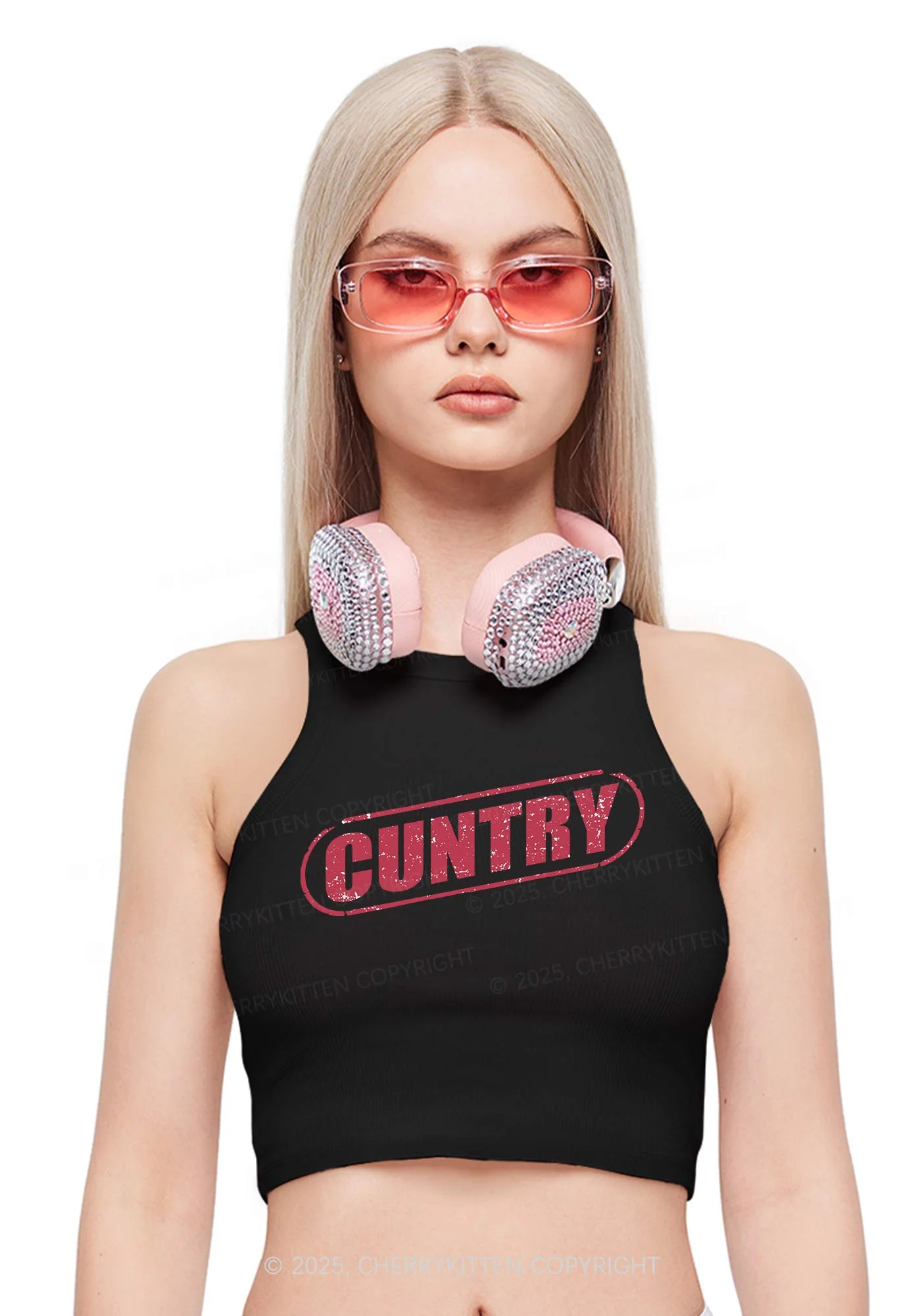 Cuntry Y2K Crop Tank Top Cherrykitten - Image 2