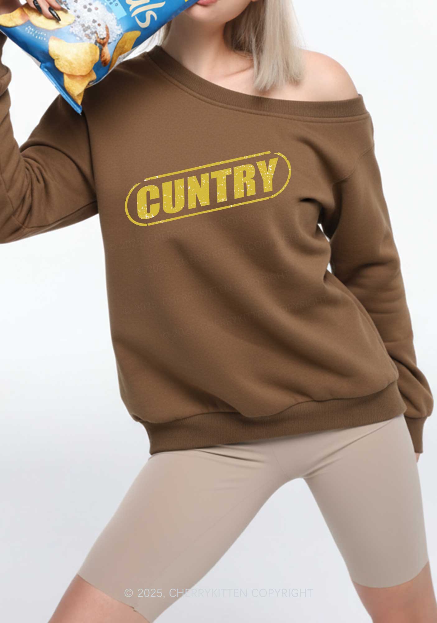 Cuntry Y2K Off Shoulder Sweatshirts Cherrykitten - Image 2