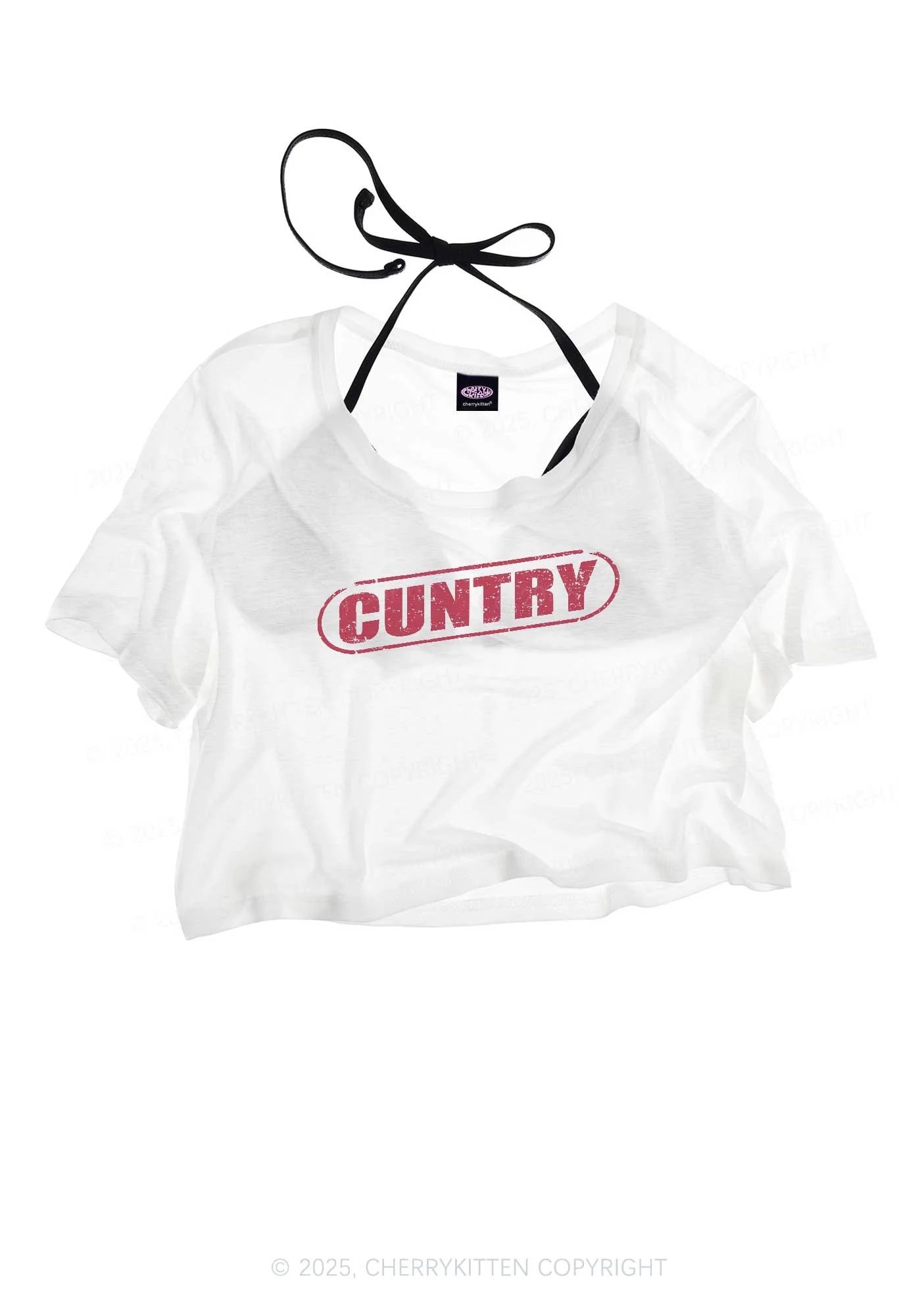 Cuntry Y2K Sheer Crop Tee Cherrykitten - Image 3
