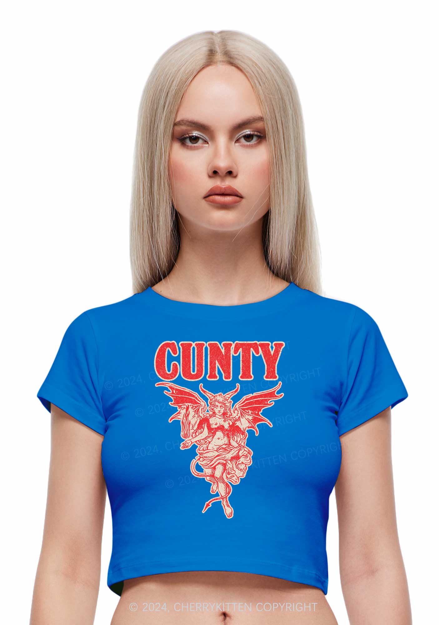 Cunty Satan Y2K Baby Tee Cherrykitten - Image 3