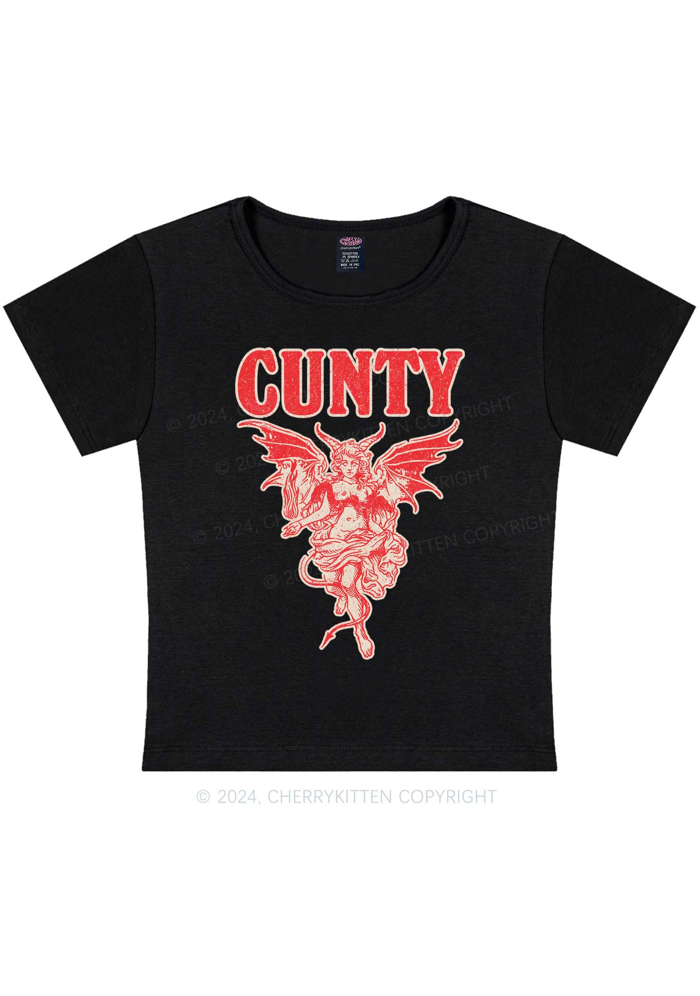 Cunty Satan Y2K Baby Tee Cherrykitten - Image 5