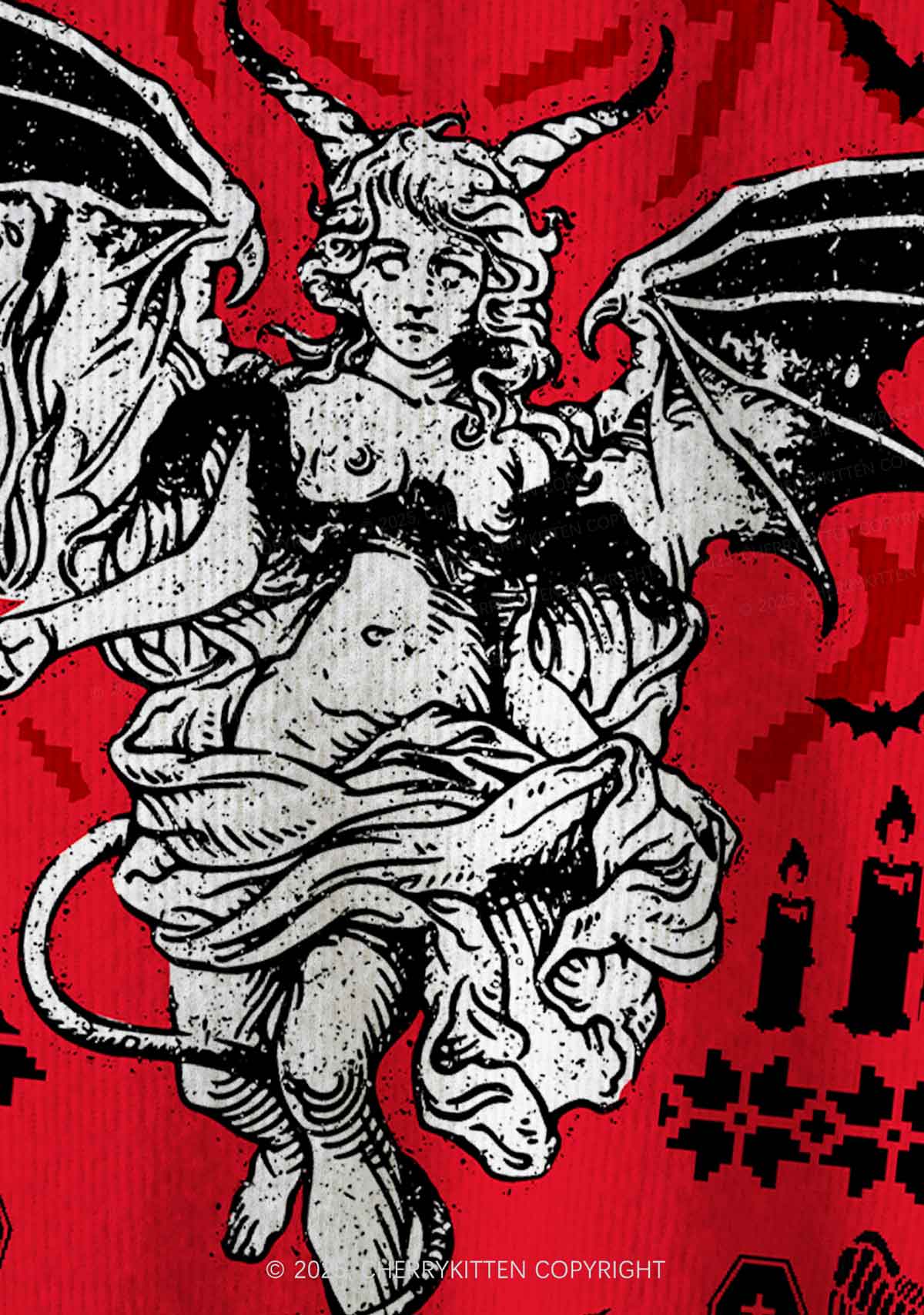 Cunty Satan Y2K Christmas Cardigan Knit Sweatshirt Cherrykitten - Image 5