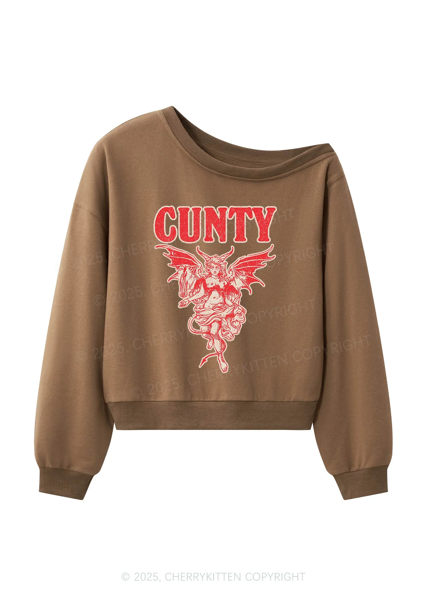 Cunty Satan Y2K Off Shoulder Sweatshirts Cherrykitten - Image 3