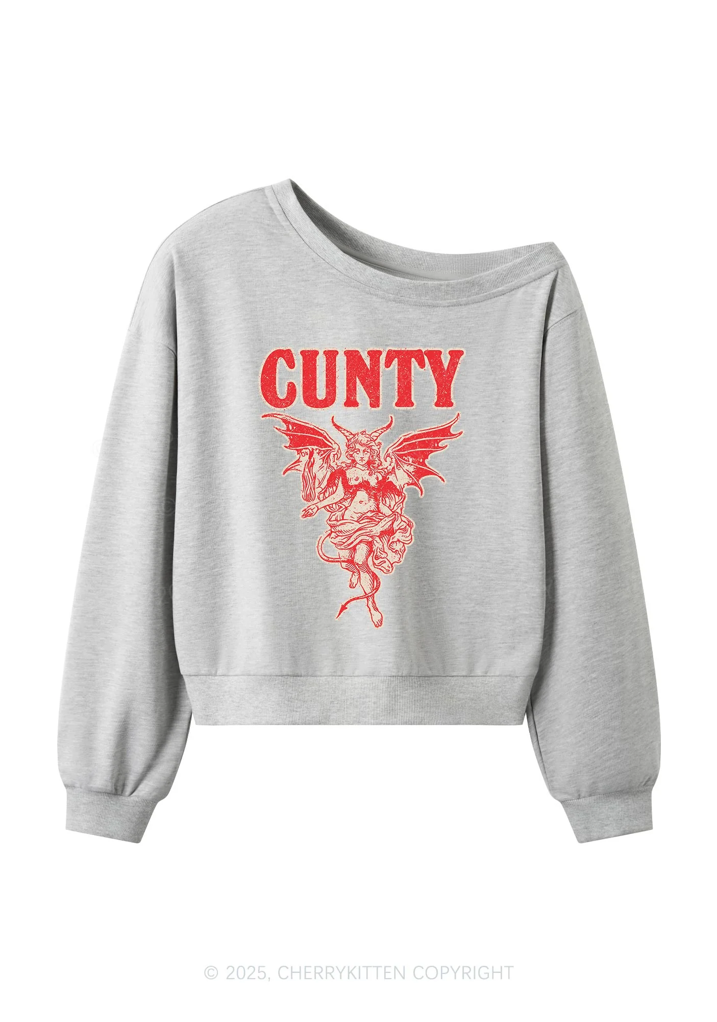 Cunty Satan Y2K Off Shoulder Sweatshirts Cherrykitten - Image 4