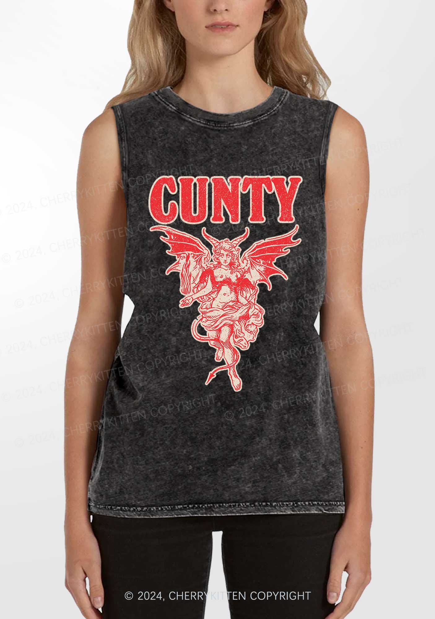 Cunty Satan Y2K Washed Tank Cherrykitten - Image 2
