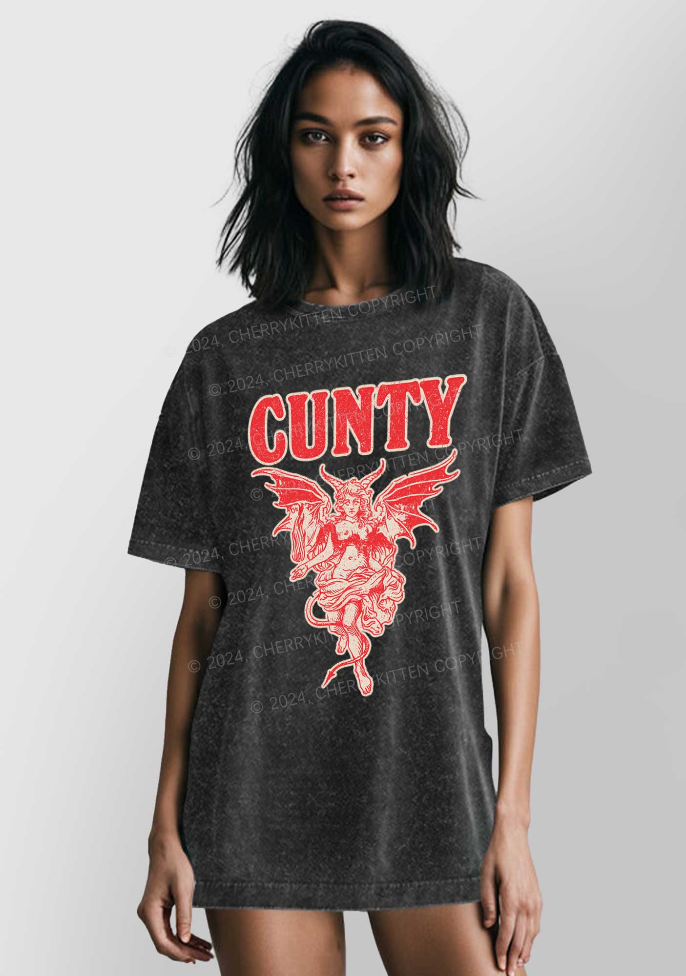 Cunty Satan Y2K Washed Tee Cherrykitten - Image 2