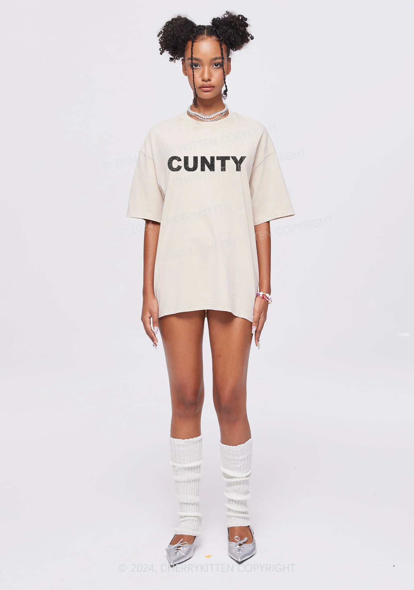 Cunty Y2K Washed Tee Cherrykitten - Image 2