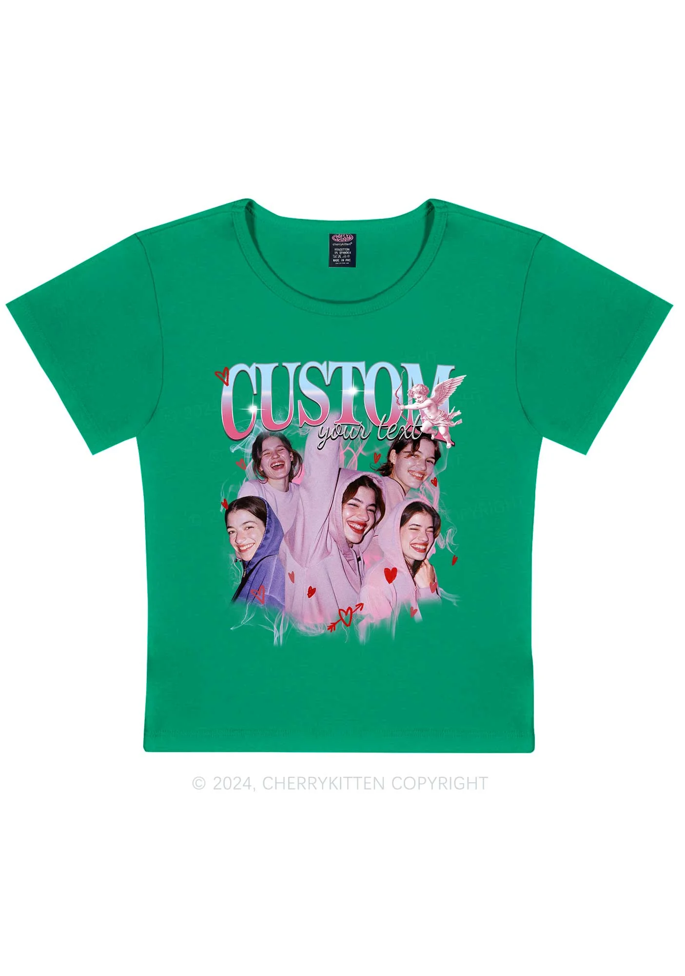 Cupid Custom Portrait Y2K Valentine's Day Baby Tee Cherrykitten - Image 11