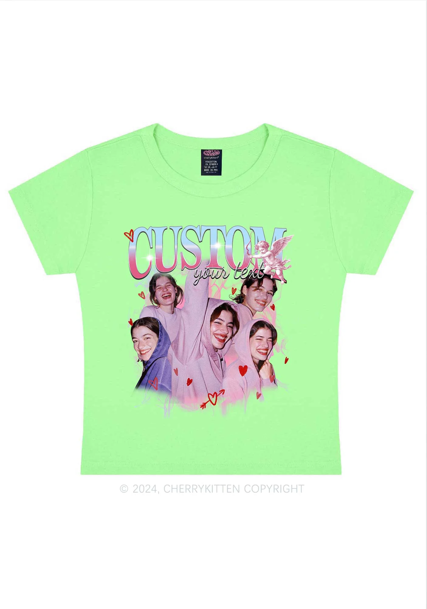 Cupid Custom Portrait Y2K Valentine's Day Baby Tee Cherrykitten - Image 12