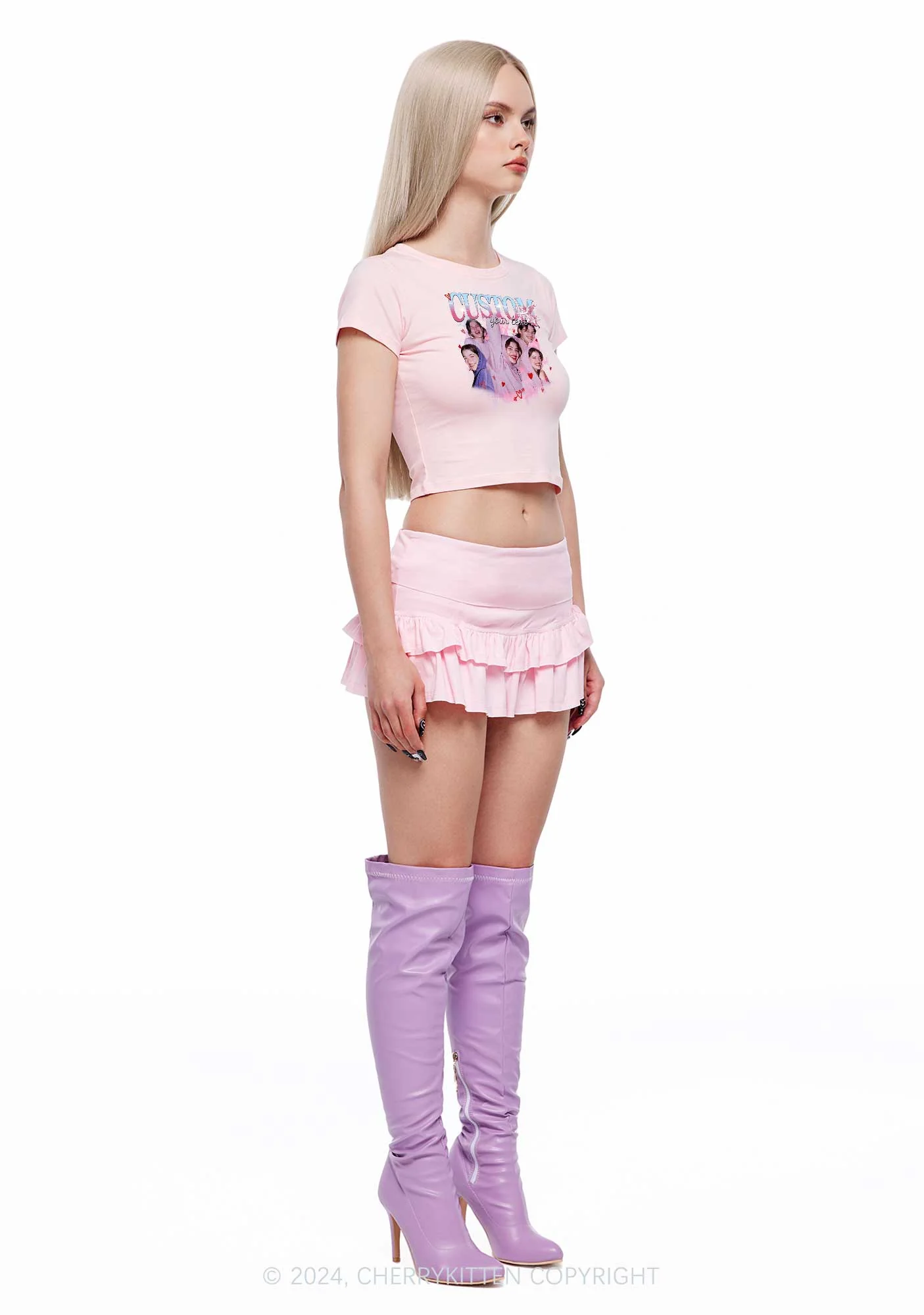 Cupid Custom Portrait Y2K Valentine's Day Baby Tee Cherrykitten - Image 3
