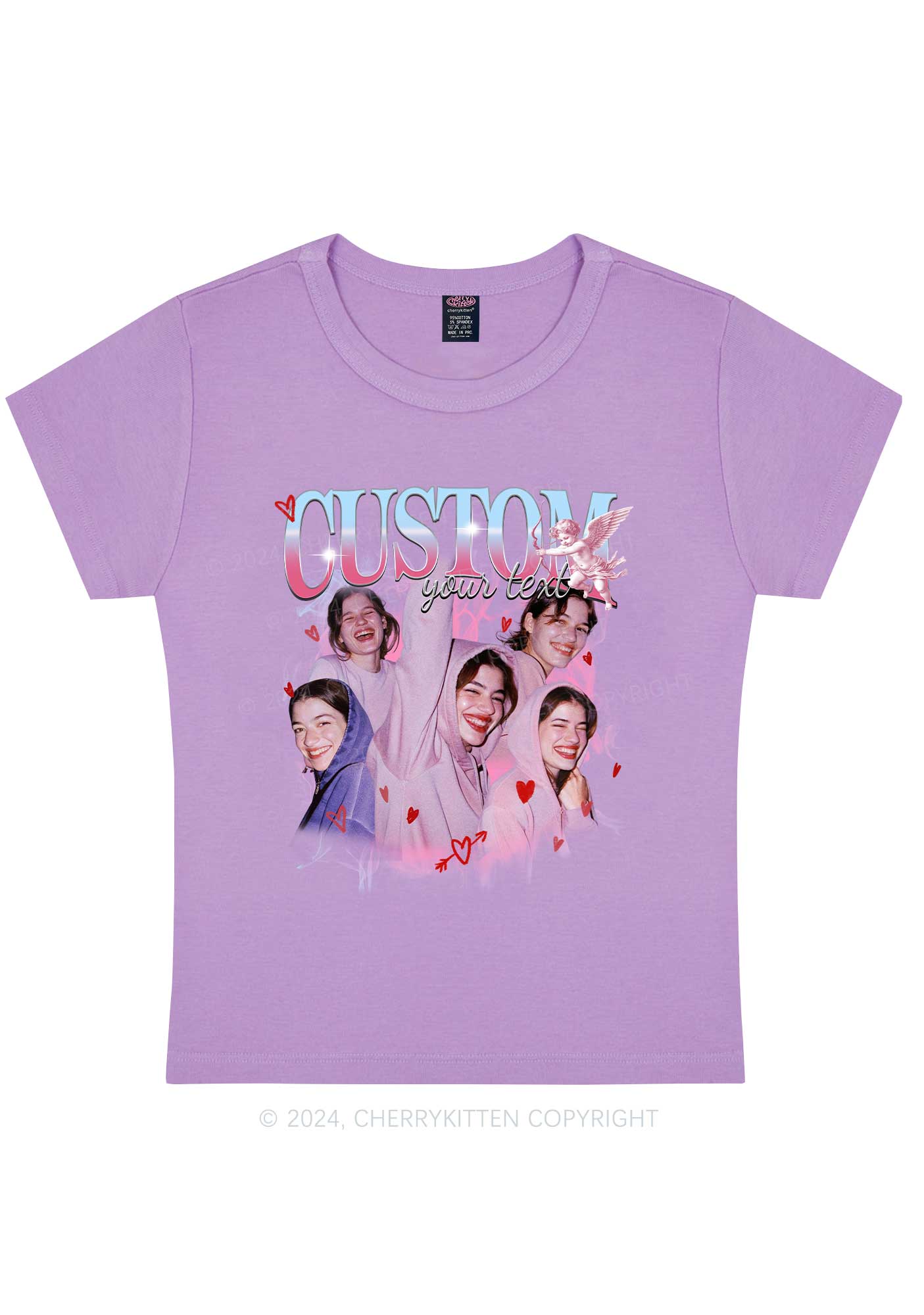 Cupid Custom Portrait Y2K Valentine's Day Baby Tee Cherrykitten - Image 5