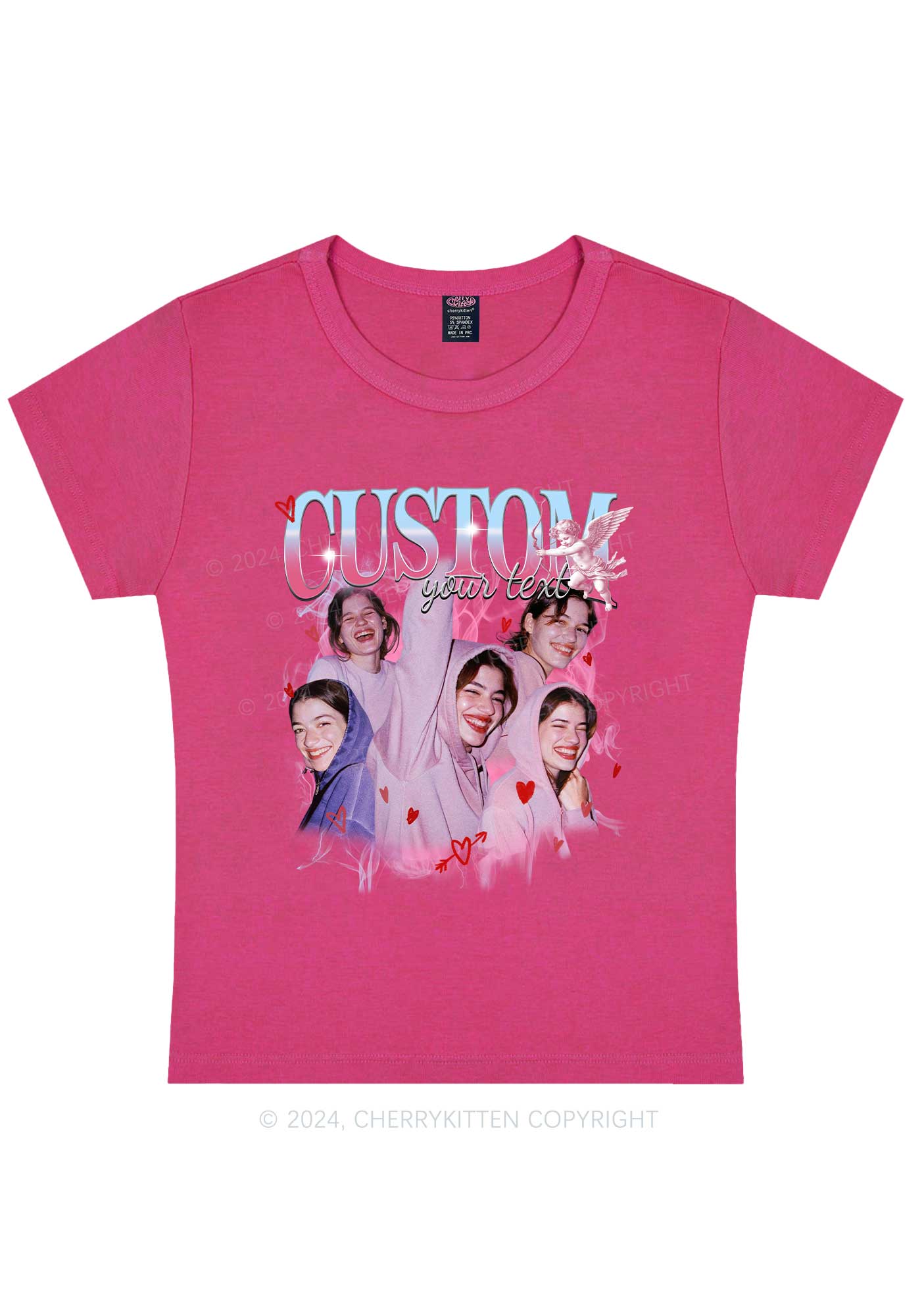 Cupid Custom Portrait Y2K Valentine's Day Baby Tee Cherrykitten - Image 6