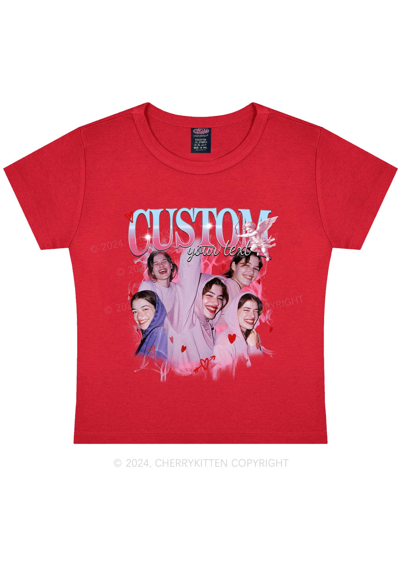 Cupid Custom Portrait Y2K Valentine's Day Baby Tee Cherrykitten - Image 7