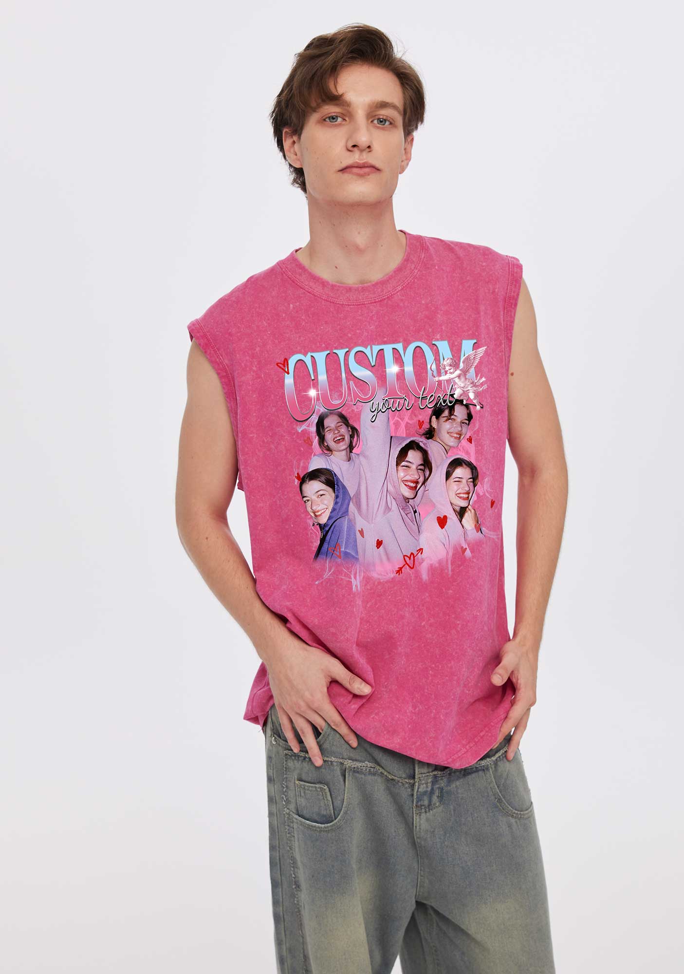 Cupid Custom Portrait Y2K Valentine's Day Washed Tank Cherrykitten - Image 3