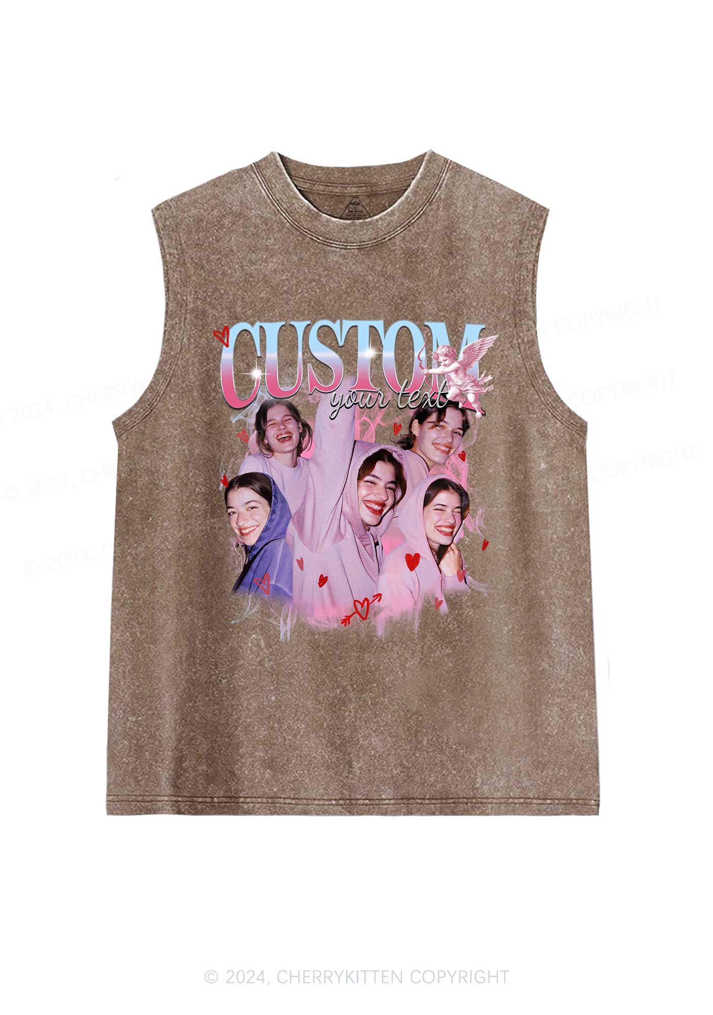 Cupid Custom Portrait Y2K Valentine's Day Washed Tank Cherrykitten - Image 7