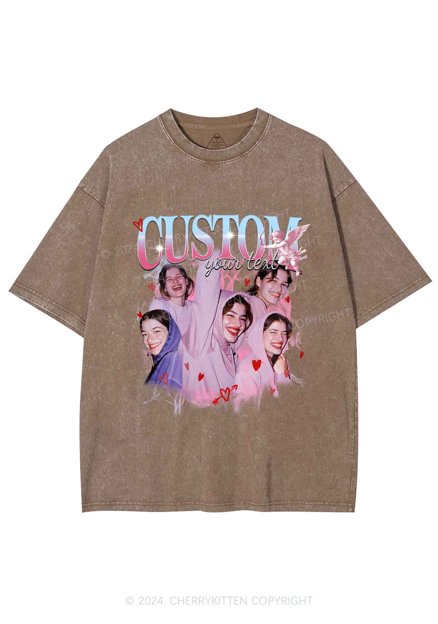 Cupid Custom Portrait Y2K Valentine's Day Washed Tee Cherrykitten - Image 8
