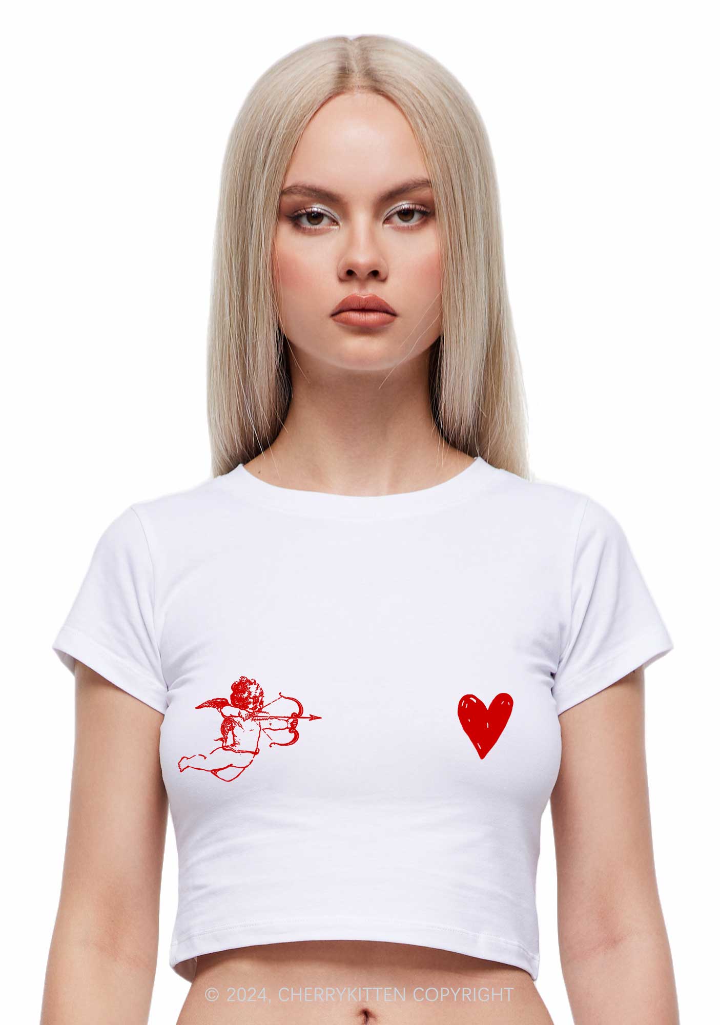 Cupid Red Heart Y2K Valentine's Day Baby Tee Cherrykitten - Image 2